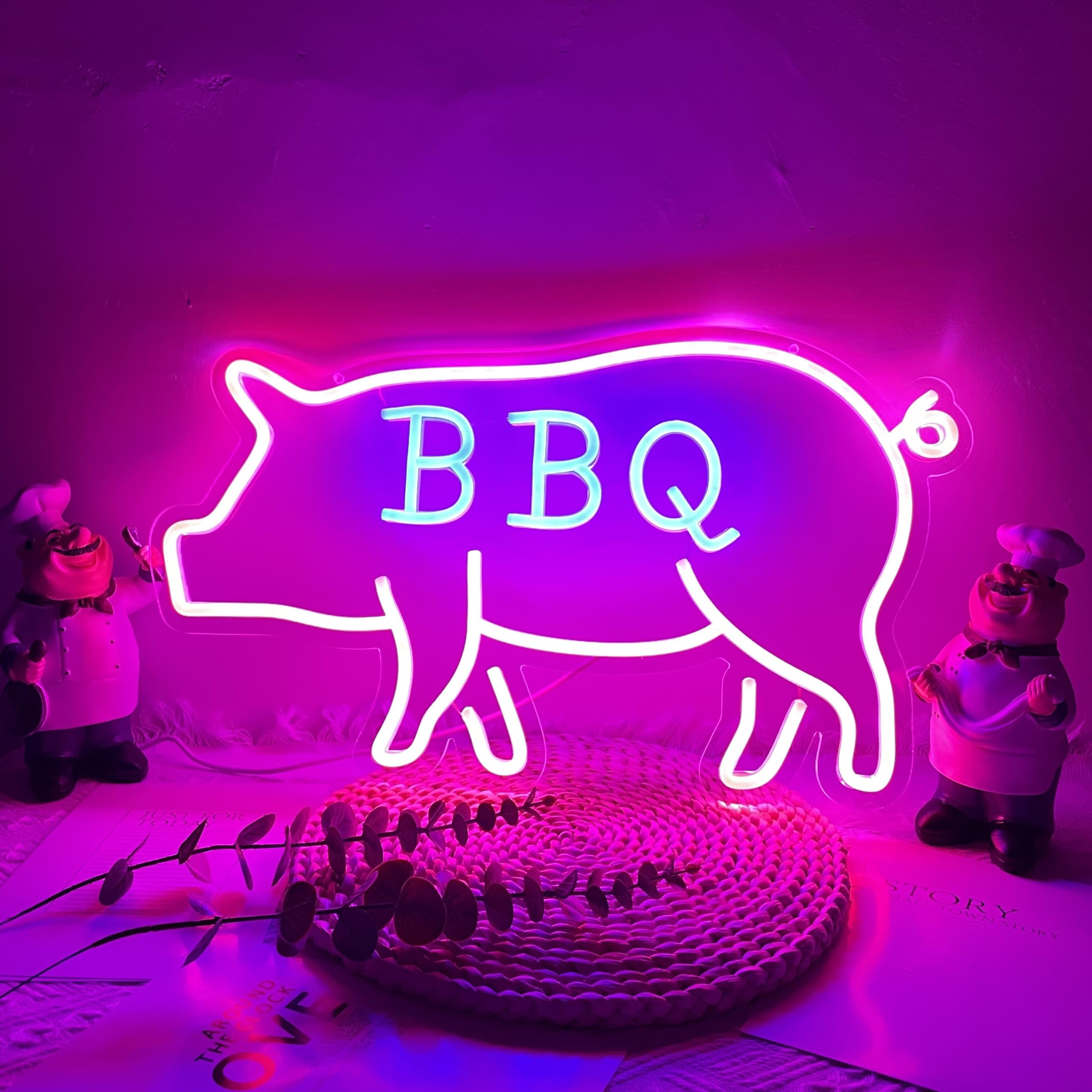Custom Personalized BBQ Bar Neon Signs - USB Powered, 9 Brightness Levels, Wall Decor for Western Room, Game Room & Outdoor Beer Bar | Perfect for Busch Light Neon Sign & Cactus Jack Themed Spaces | Ideal for Home Bars, Man Caves, Restaurants & Party Decor