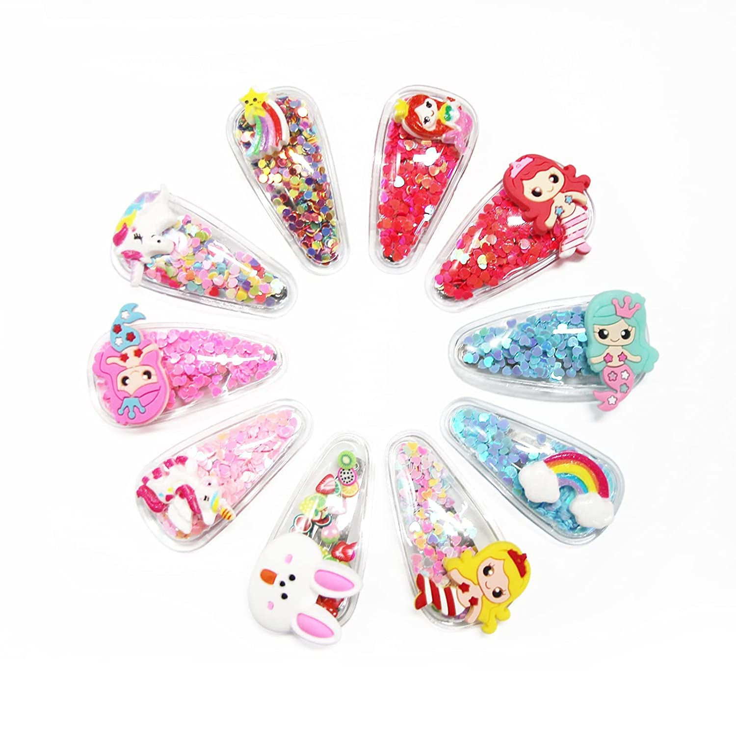 FAMEZA 10 Pcs Glitter Sparkly Alligator Hair Clips for Baby Girls - Cute Animal Hair Barrettes & Hairpins for Toddlers, Kids & Teens - Perfect for Parties, School & Daily Hair Accessories