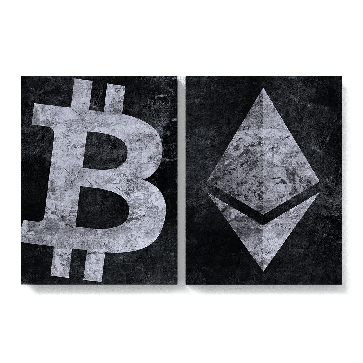 Crypto Canvas Wall Art - Bitcoin & Ethereum Digital Currency Themed Modern Home Decor | Perfect for Living Room, Office & Gamer Cave Decorations