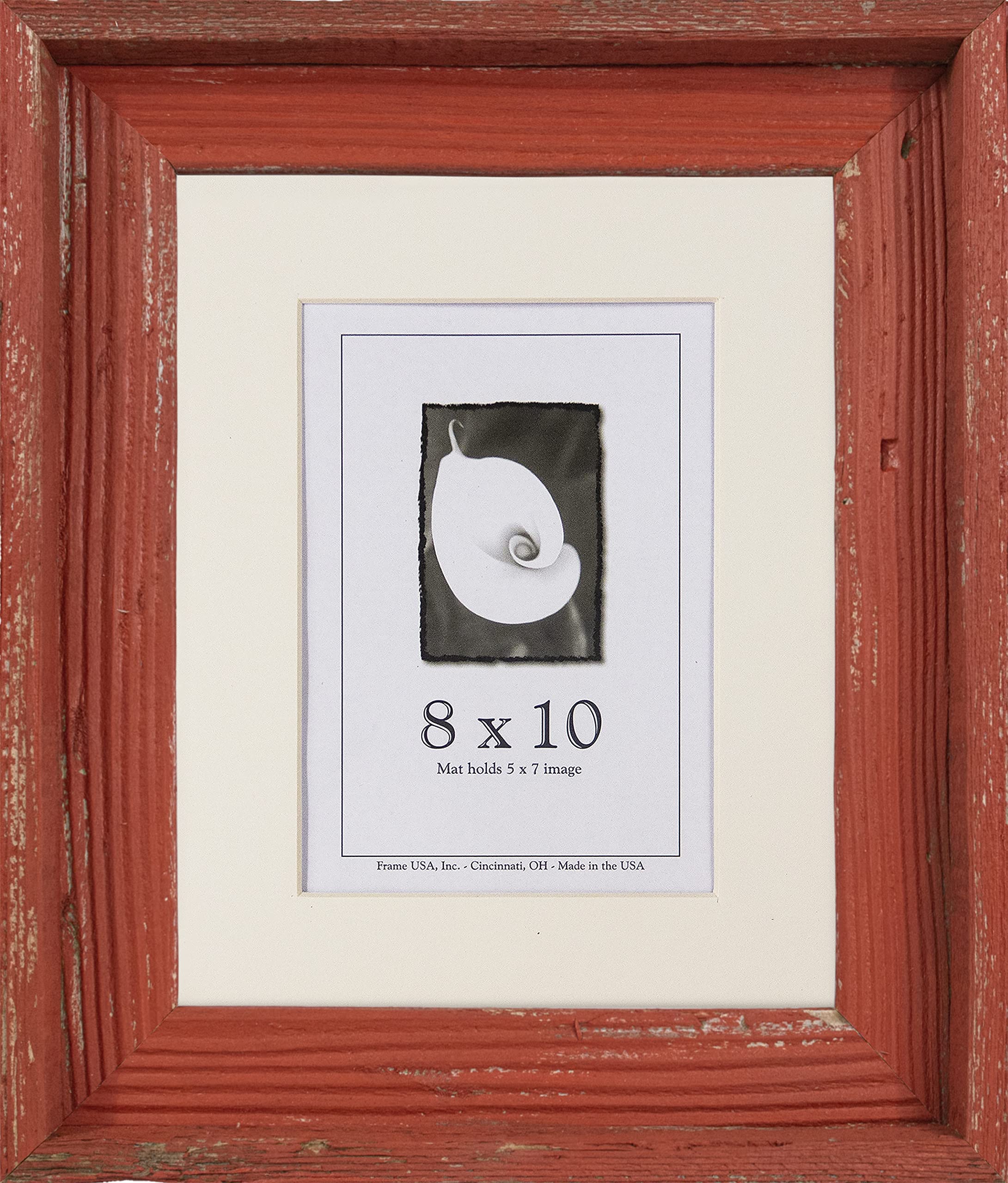 Authentic Reclaimed Wood Picture Frame - 8x10 Red Barnwood Frame by Frame USA | Perfect for Rustic Home Decor, Farmhouse Style, and Vintage Photo Displays