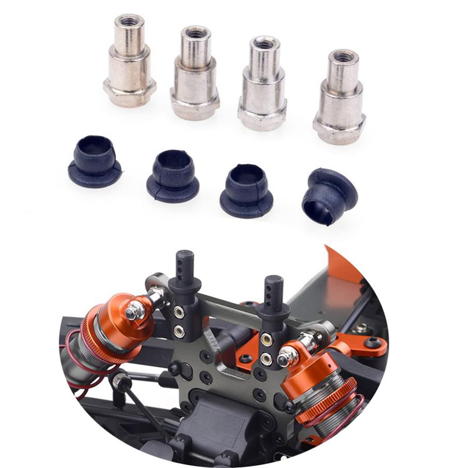 TOG 4Pcs Metal Shock Absorber Bushing Kit for 1:8 Scale RC Monster Trucks - Compatible with ZD Racing 1/8 RC Cars - Durable Suspension Upgrade Parts for Off-Road Bashing & Racing - Perfect for Hobbyists & RC Enthusiasts