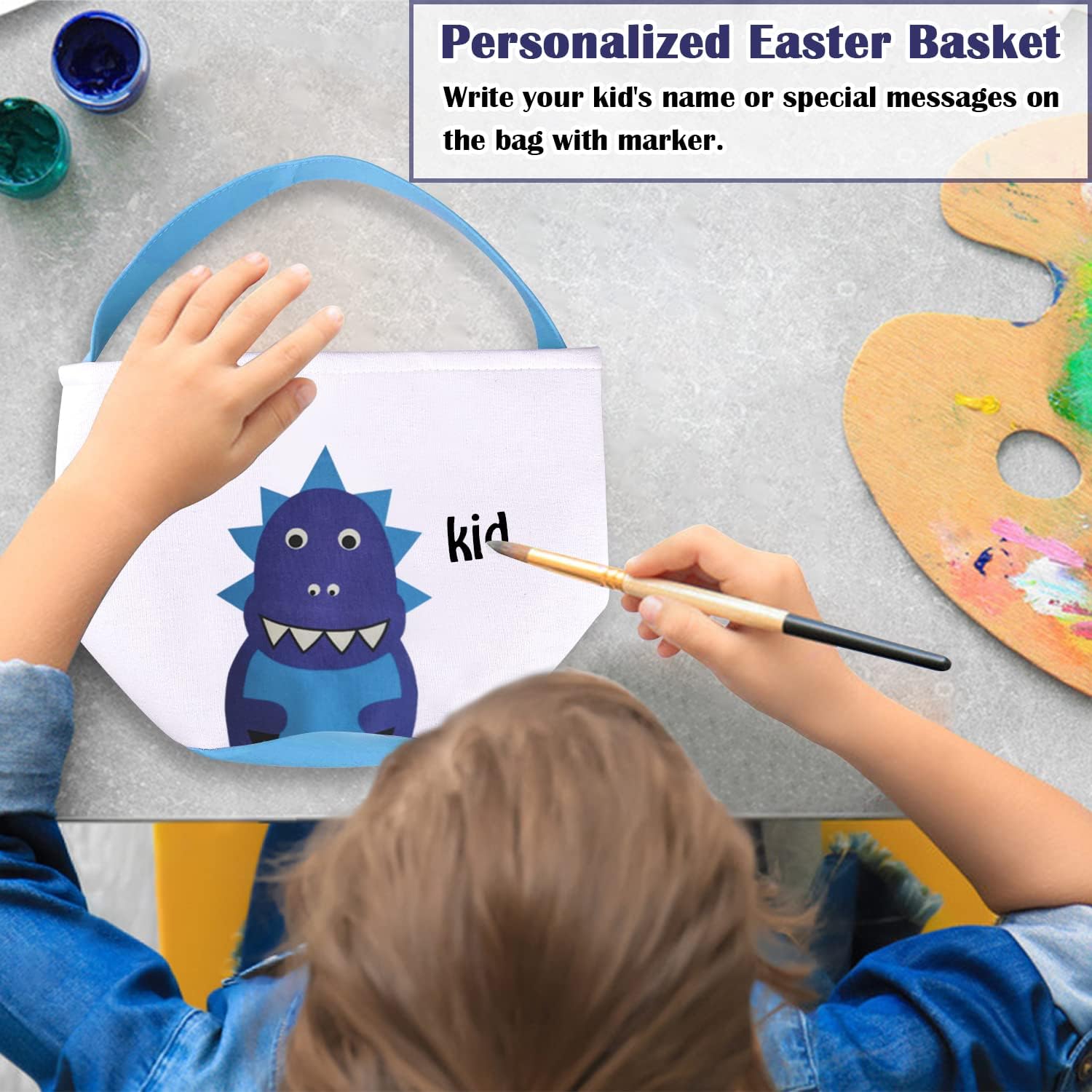 Dinosaur Easter Basket for Kids - Easter Egg Hunt Basket with Handle, Easter Party Supplies & Gifts | Perfect for Easter Celebrations, Egg Hunts, and Toy Storage