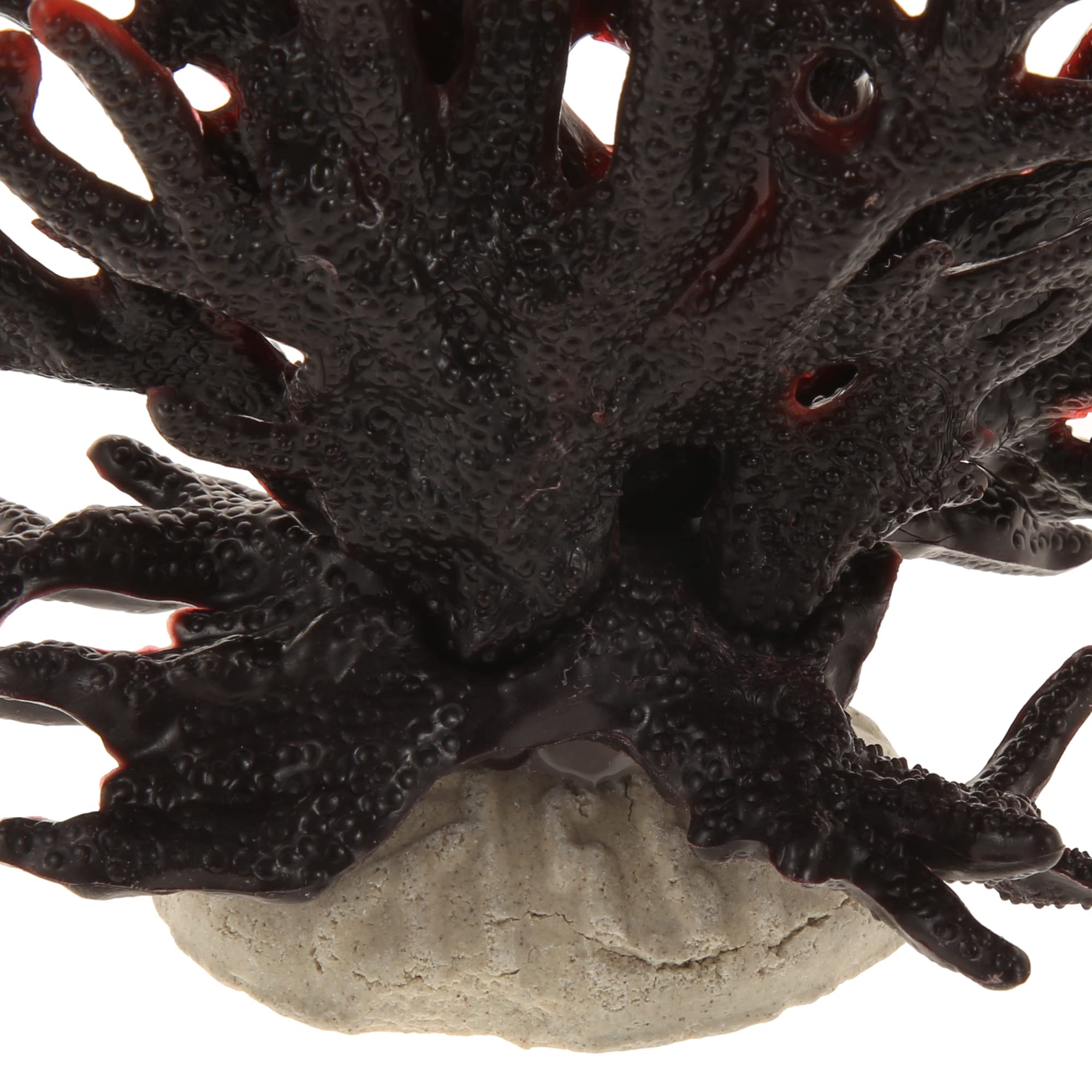 VOCOSTE Mini Faux Coral Reef Decor for Aquarium - 6.5x5.83 Inch Black Red Artificial Coral Ornament | Perfect for Fish Tank, Home Decor, Office Desk & Marine Theme Parties