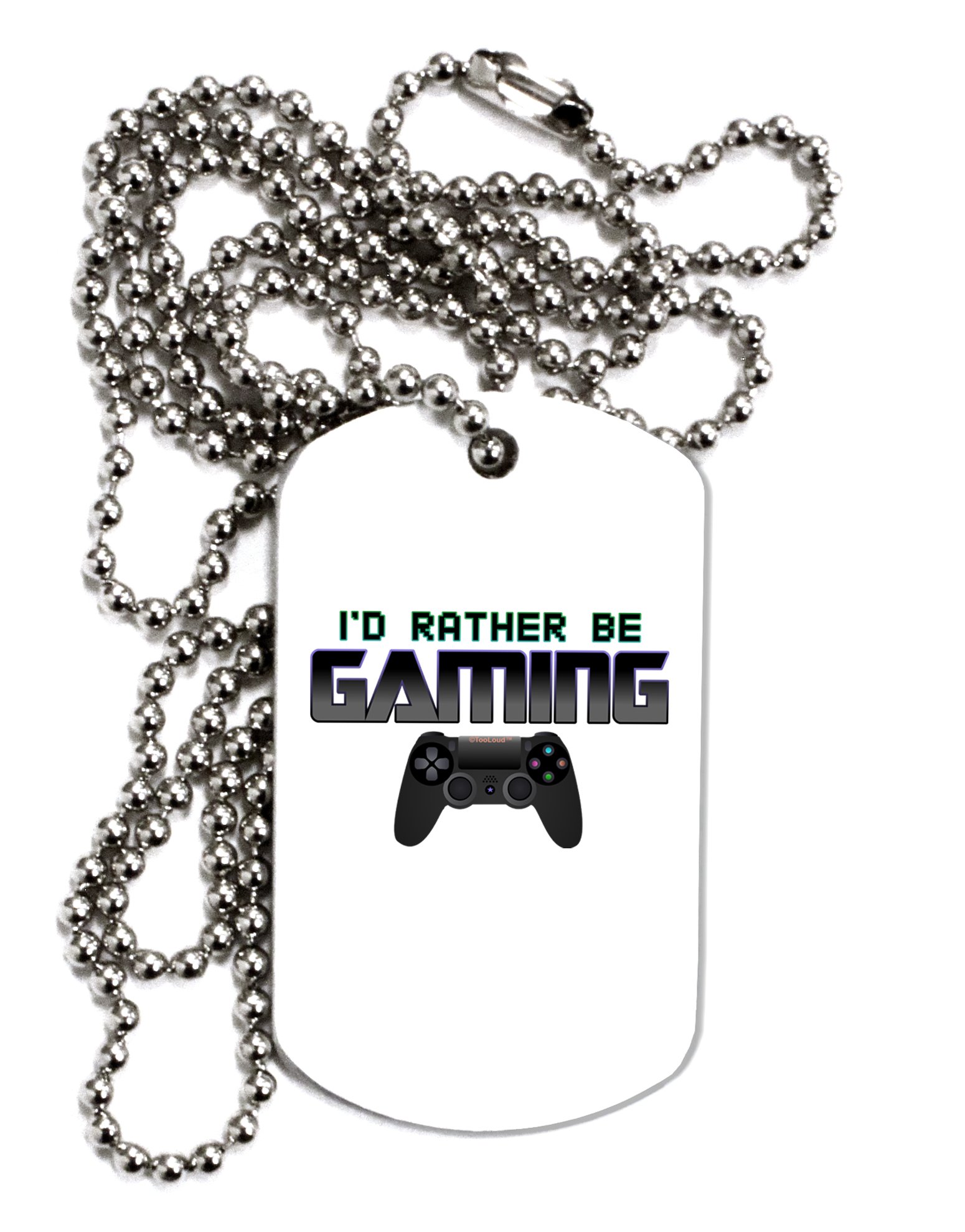 TOOLOUD Gaming Dog Tag Necklace for Men - Stainless Steel Chain with 'I'd Rather Be Gaming' Engraving - Perfect for Gamers, Esports Fans & Gaming Conventions
