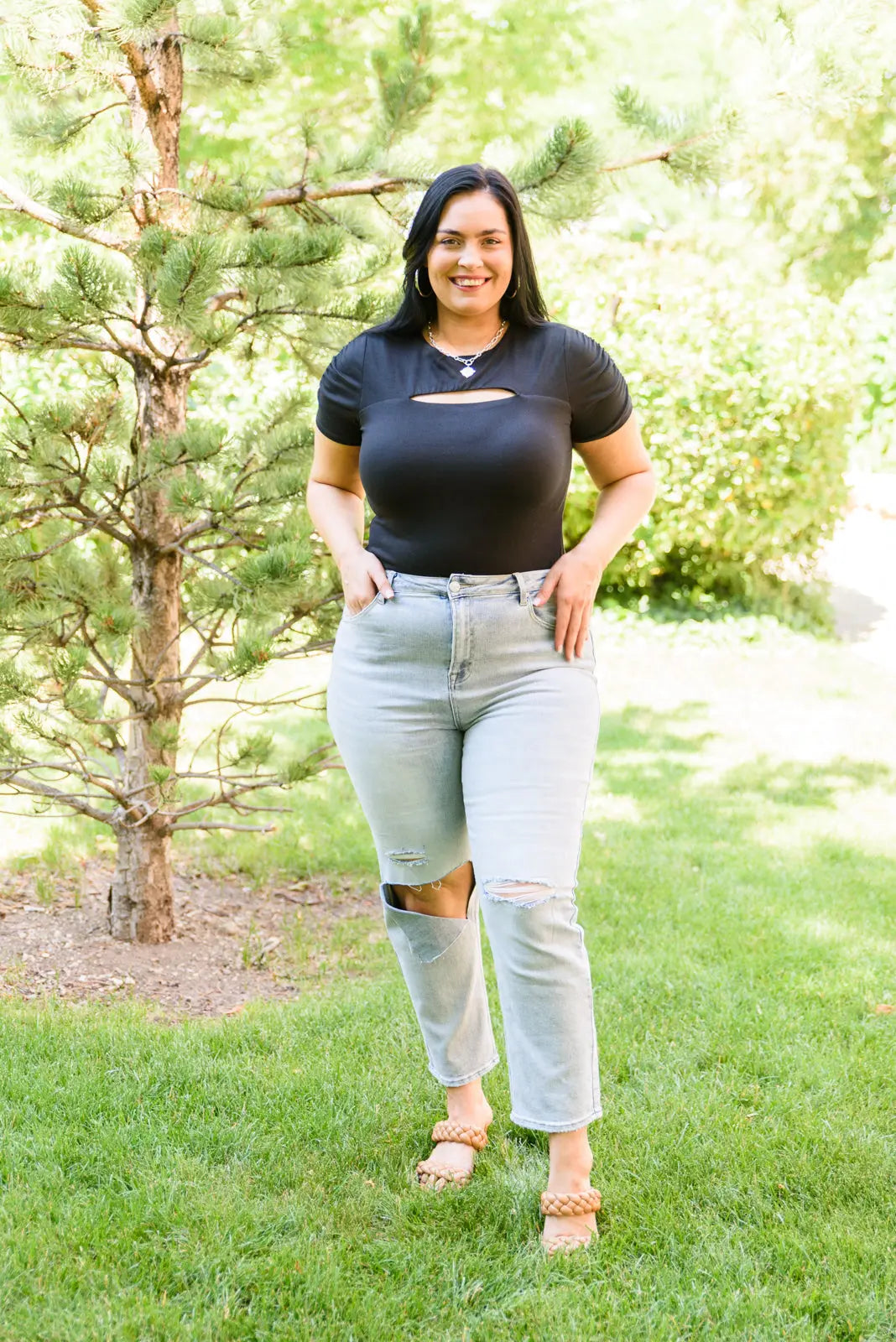 Good Karma Light Wash Distressed Jeans for Women - Vintage Ripped Denim Pants, High Waist Skinny Jeans - Perfect for Casual Outfits, Streetwear & Everyday Wear