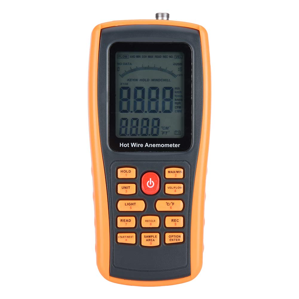 GM8903 Hot Wire Anemometer - Digital Wind Speed Meter with Temperature Measurement, Portable Air Flow Tester for HVAC, Industrial, and Outdoor Use