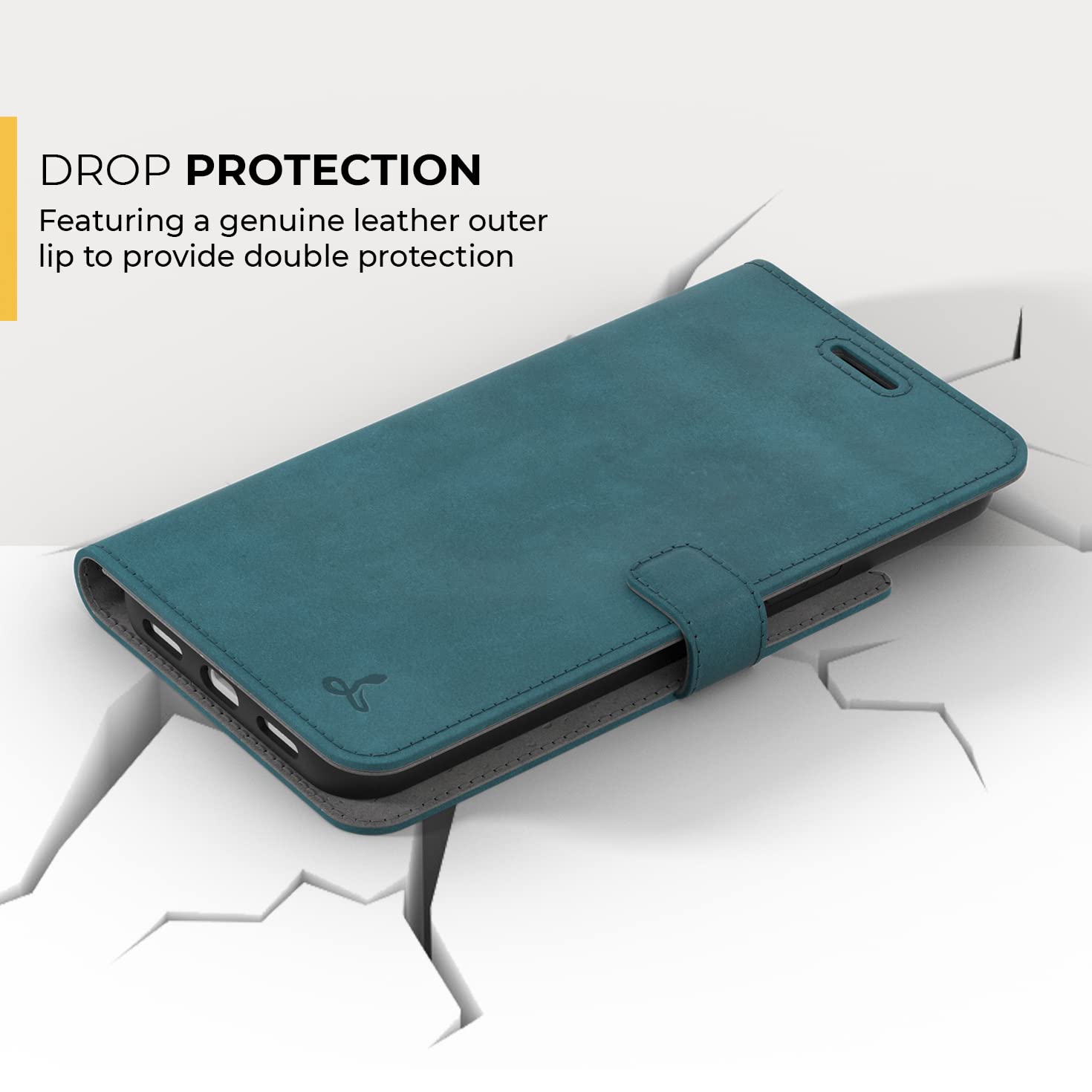 Premium Genuine Leather iPhone 13 Pro Max Wallet Case with Card Holder & Stand - Flip Folio Cover for iPhone 13 Pro Max (Teal) | Perfect for Business, Travel & Everyday Protection