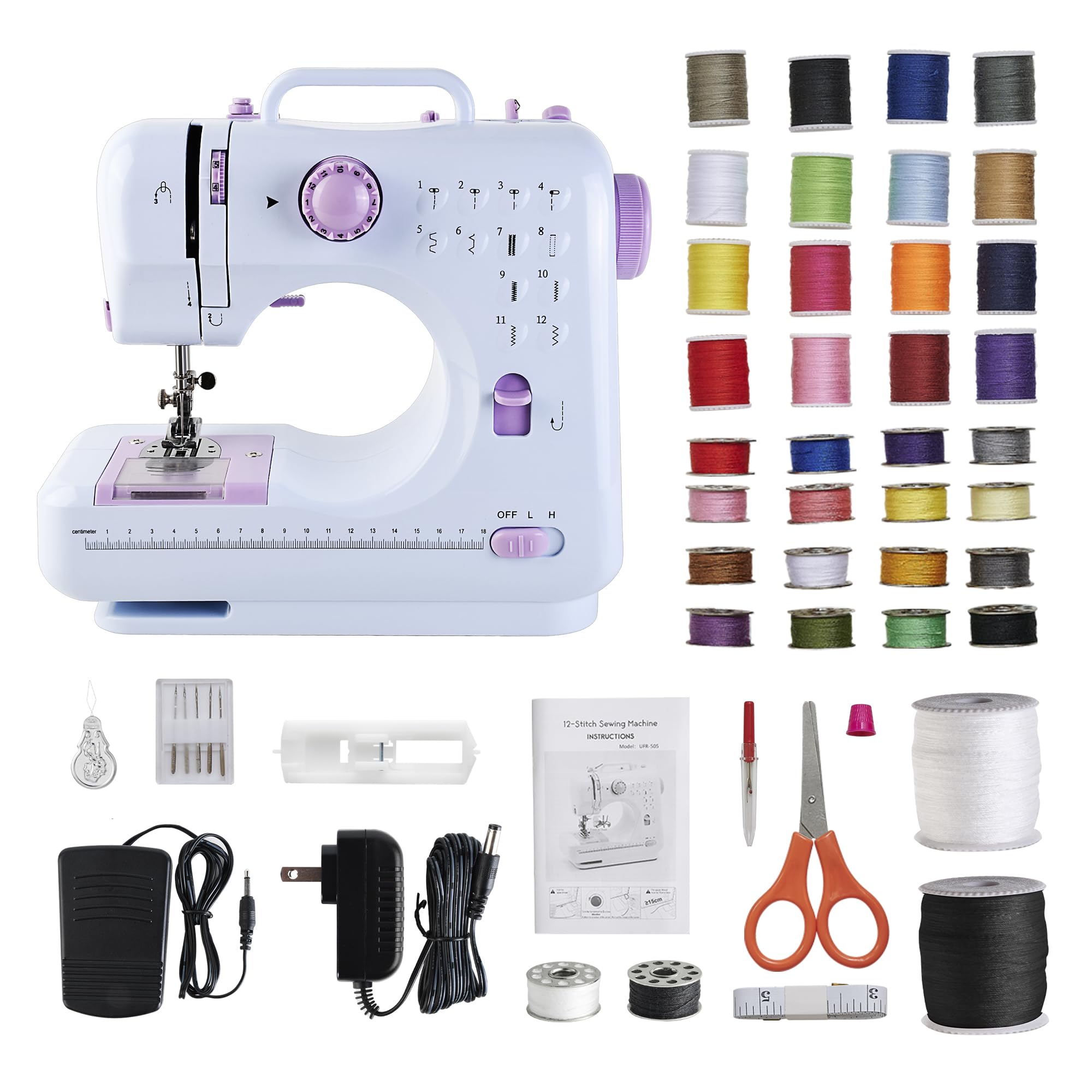 Mini Sewing Machine for Beginners & Kids - 12 Stitches with Accessories for Home DIY Projects