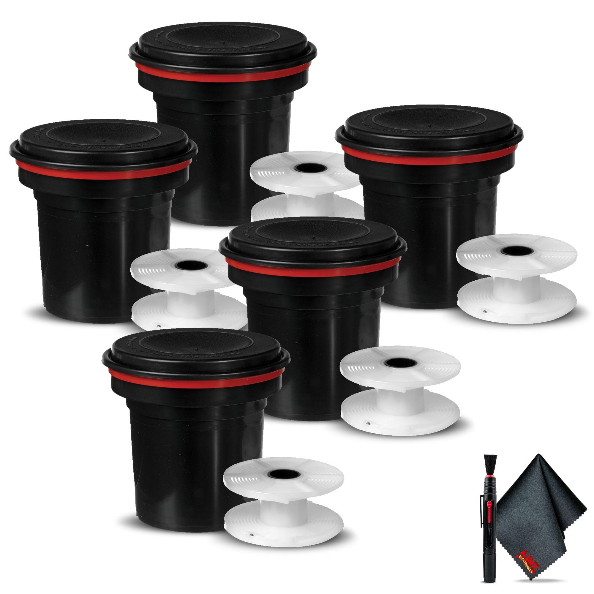 5-Pack Paterson 35mm Film Developing Tank and Reel #114 with 6Ave Cleaning Kit – Perfect for Home Darkroom, Film Photography Enthusiasts & Professional Labs