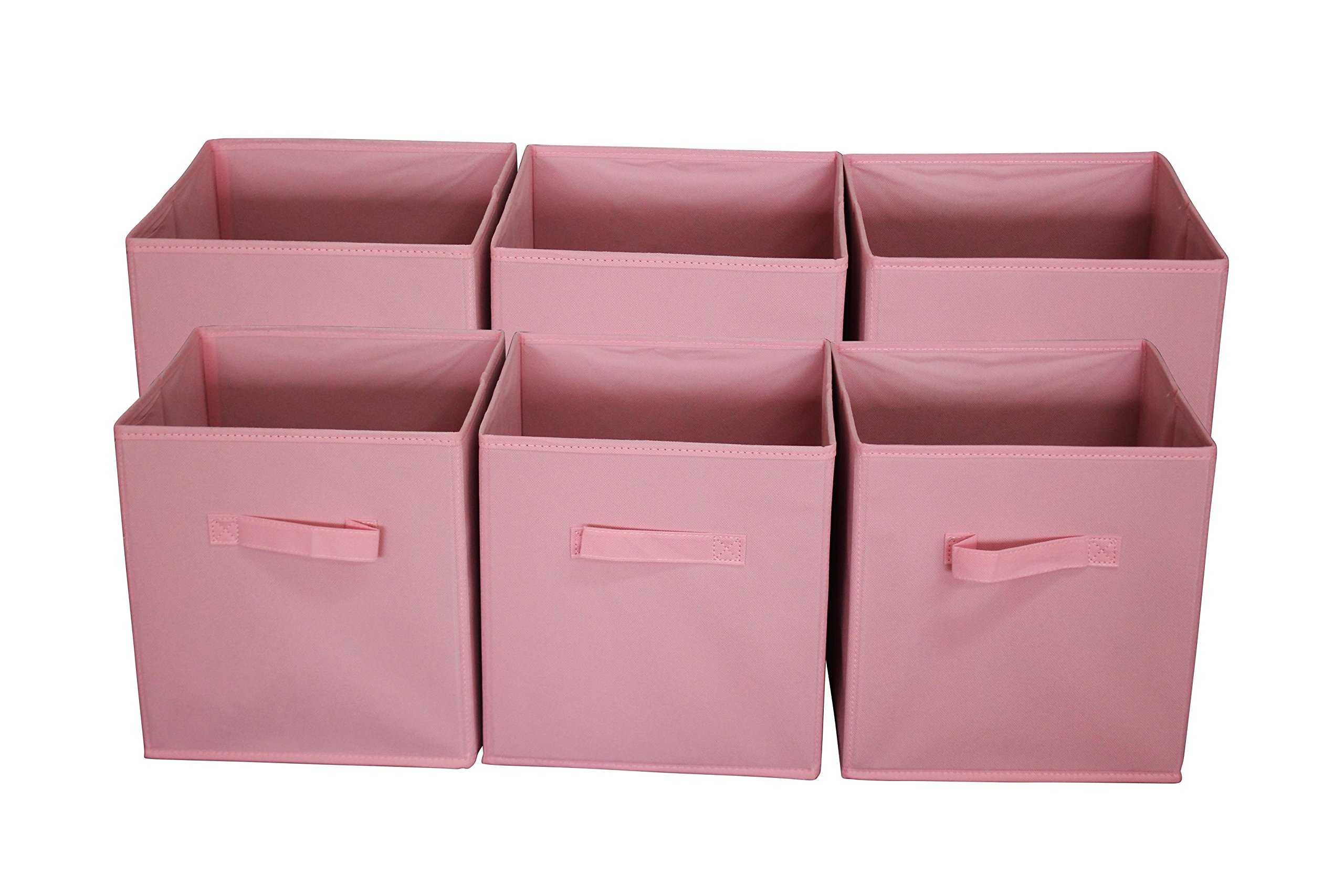 Foldable Fabric Storage Bins 6-Pack - Pink Cloth Organizer Cubes for Closet, Nursery, Office & Home Organization | Space-Saving Drawer & Shelf Containers