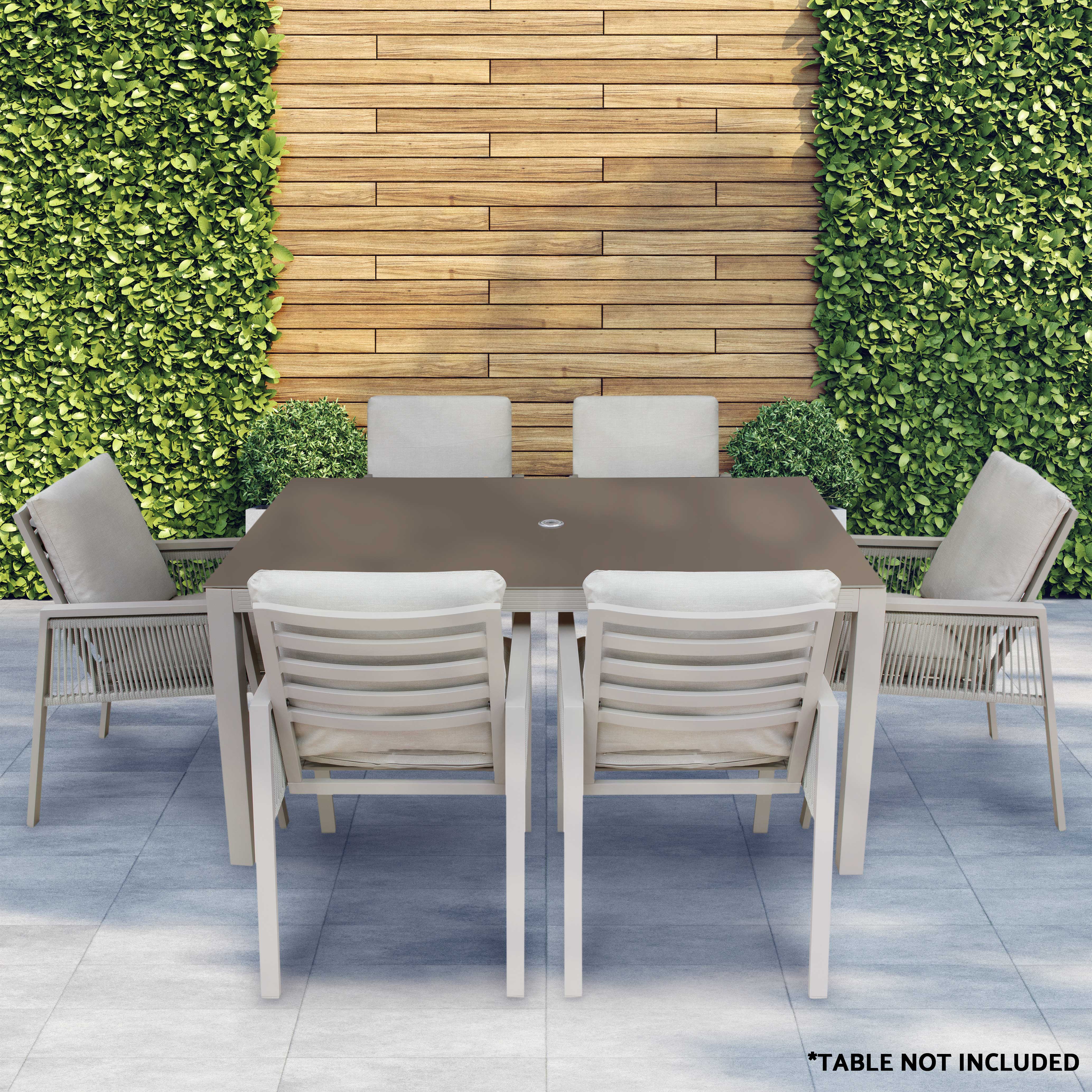6-Piece Light Grey Patio Dining Chairs Set with Armrests - Weather-Resistant Outdoor Garden Furniture for Backyard, Poolside & Restaurant Use