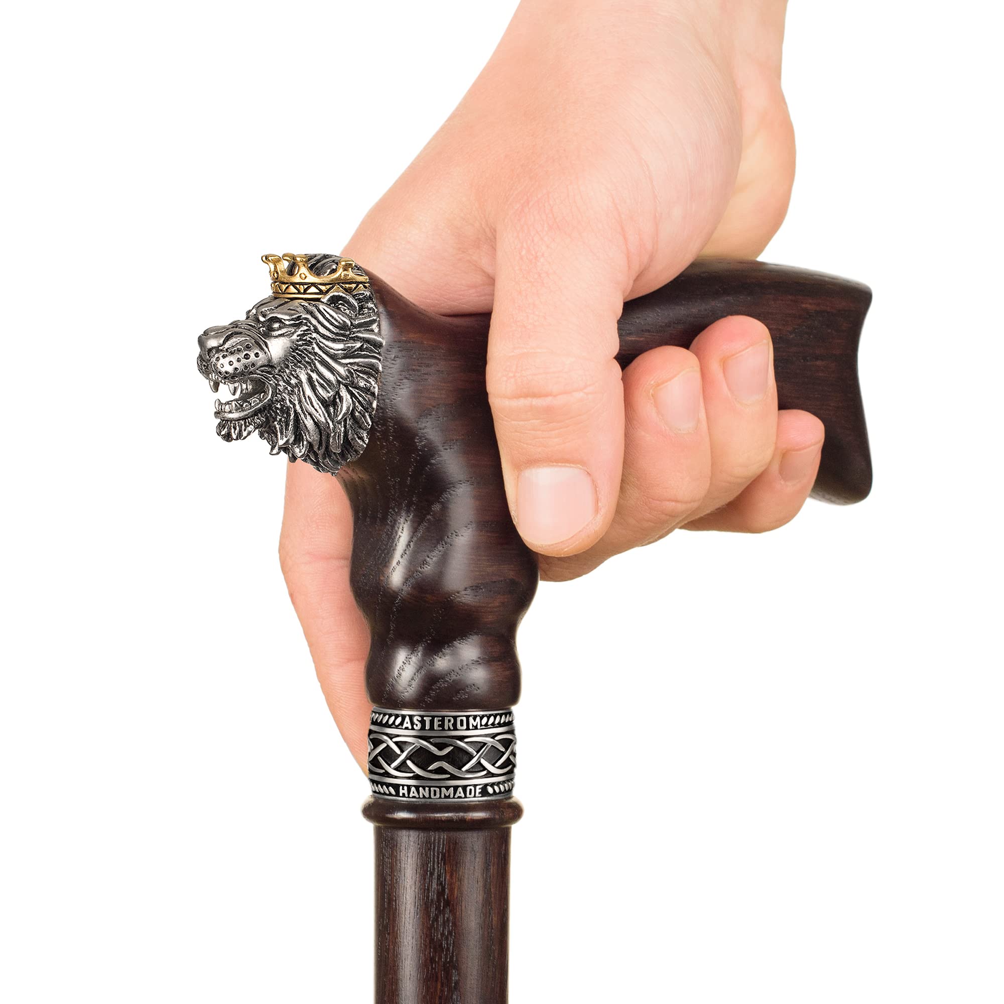 Handmade Wooden Lion Walking Cane for Men & Women - Stylish & Durable Walking Stick for Seniors - Perfect for Daily Use, Hiking & Fashion Accessory