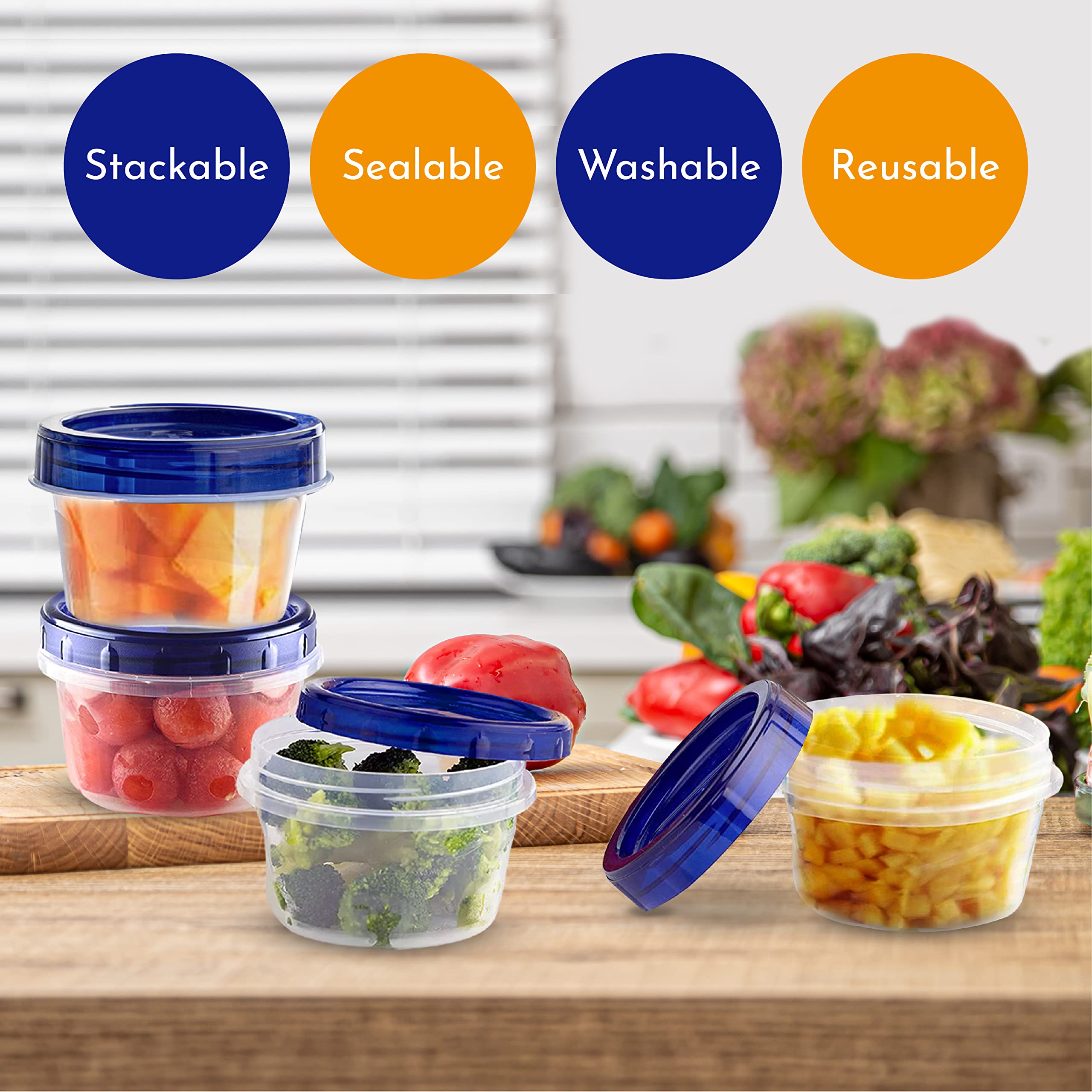 AQUA BLUE 16 Oz Soup Freezer Storage Containers with Twist Top Lids - 10 Pack, Reusable BPA-Free Plastic Food Containers, Leak Proof, Airtight, Stackable & Microwave Safe - Perfect for Meal Prep, Leftovers, Freezing Soups & Food Storage