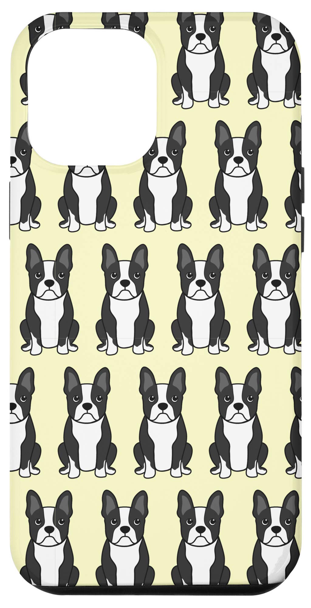 iPhone 12 Pro Max Case - Cute Boston Terrier Dog Face Design, White Pet Pattern Protective Cover | Perfect Gift for Dog Lovers, Durable Shockproof Phone Case for Daily Use & Outdoor Activities