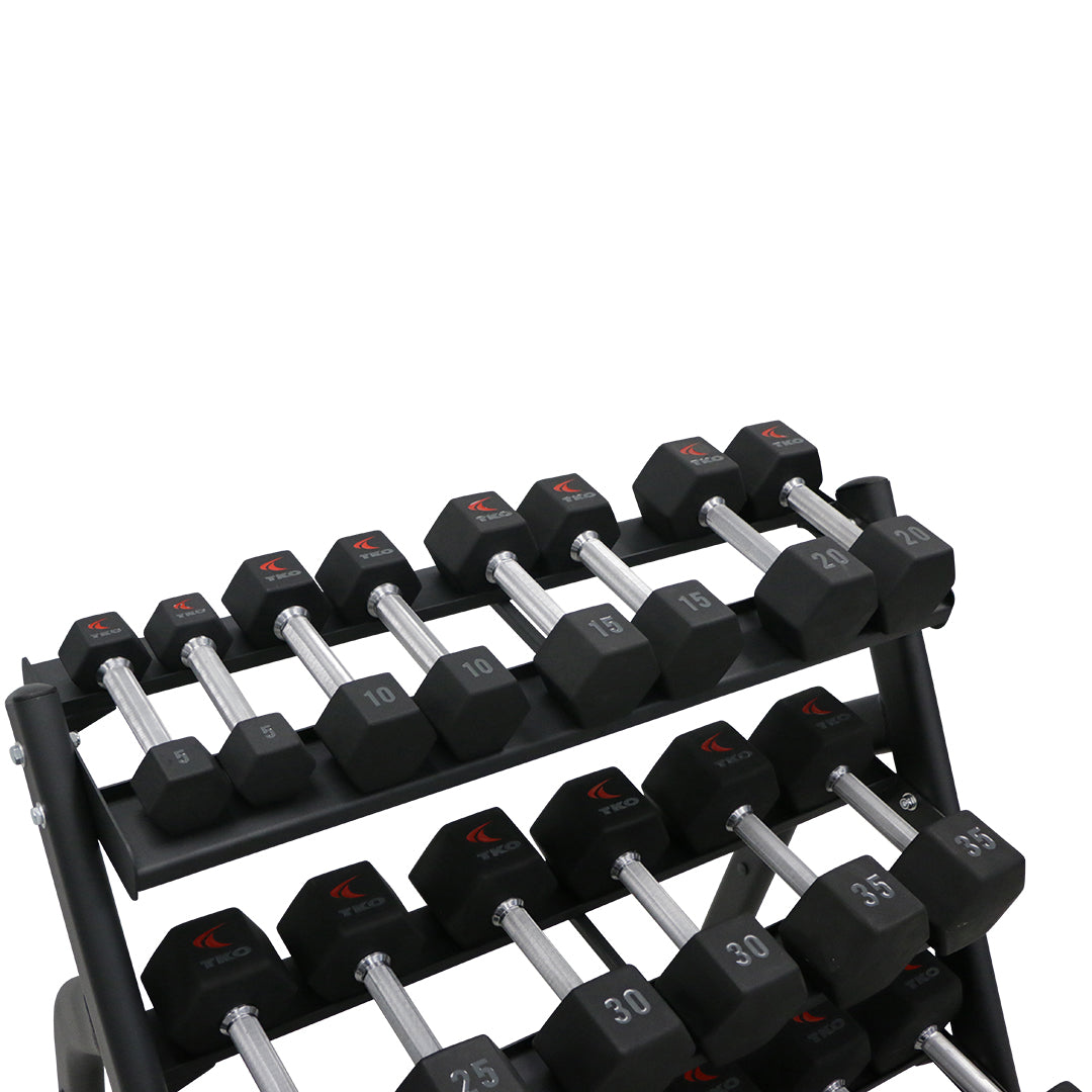 TKO 3-Tier Dumbbell Rack - Heavy Duty Weight Rack Organizer for Home Gym & Fitness Equipment Storage - Perfect for Garage, Basement, or Workout Room
