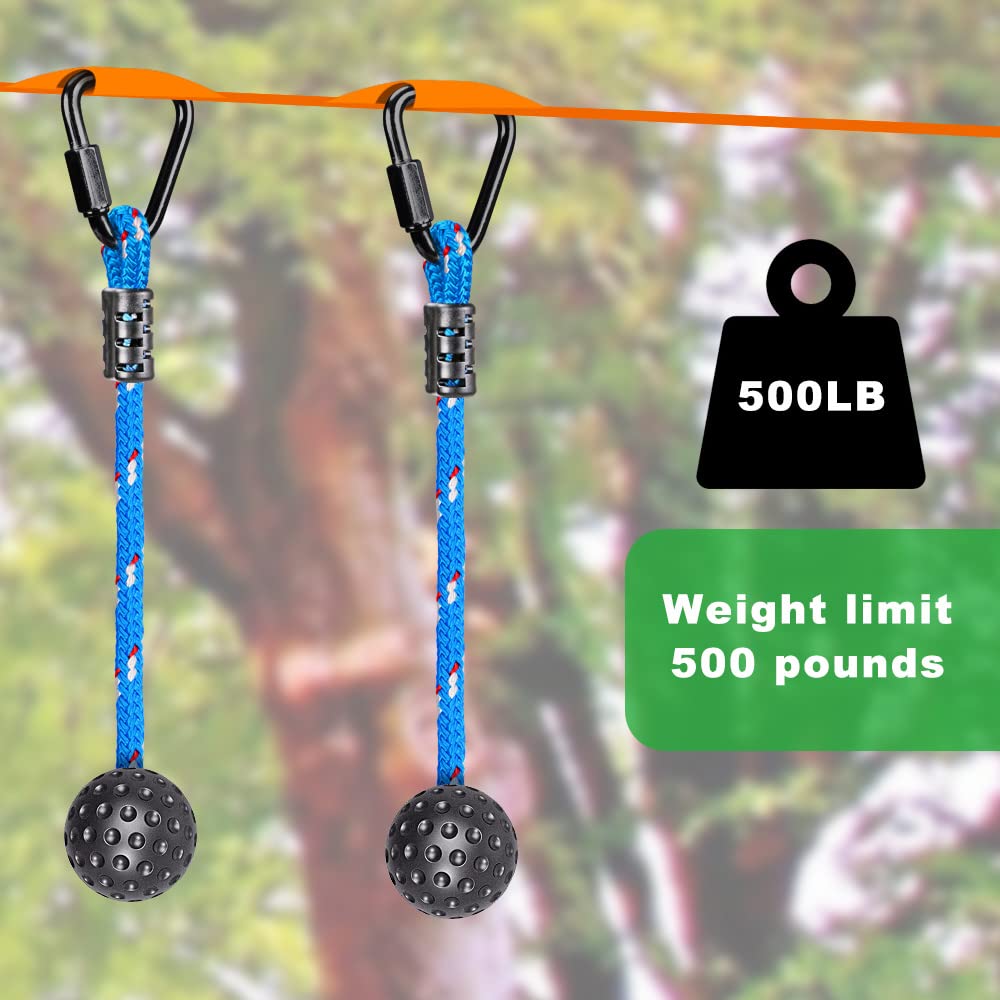 BeneLabel Kids Ninja Obstacle Course - 2-Piece Playground Equipment with Hanging Obstacles, Triangle Safety Carabiners & Plastic Ball Grips - Monkey Bars for Children | Indoor/Outdoor Backyard Play Set for Strength Training and Active Play