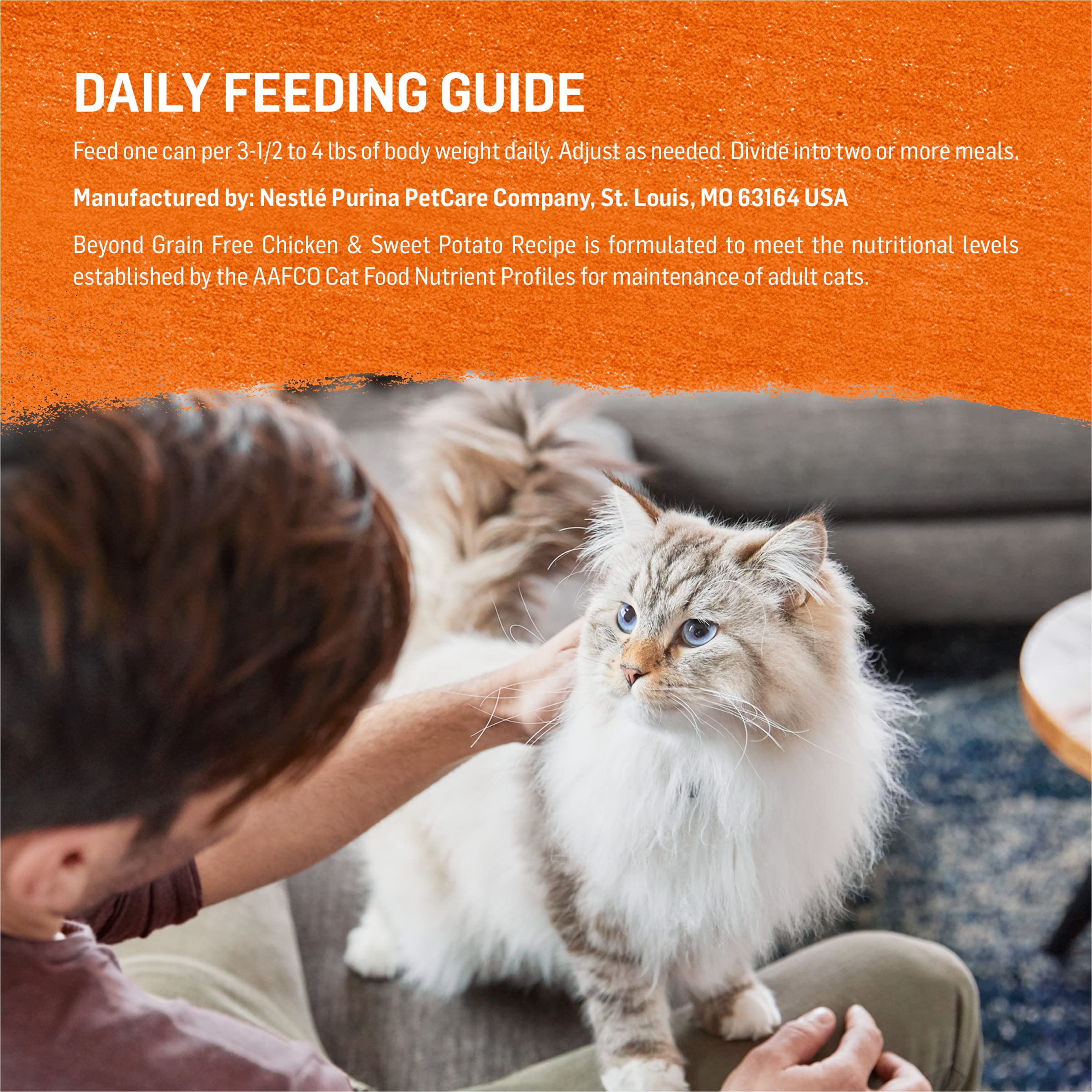 Purina Beyond Grain Free Wet Cat Food Pate - Chicken & Sweet Potato Recipe, 12 Pack of 3 oz Cans | Natural Protein Source for Adult Cats | Perfect for Weight Management & Sensitive Stomachs