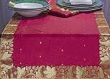 Luxurious Maroon Handmade Indian Silk Sari Table Runner with Golden Borders - 14x70 Inch Wedding Reception & Party Decor for Dining Table, Home Decor, Festive Occasions