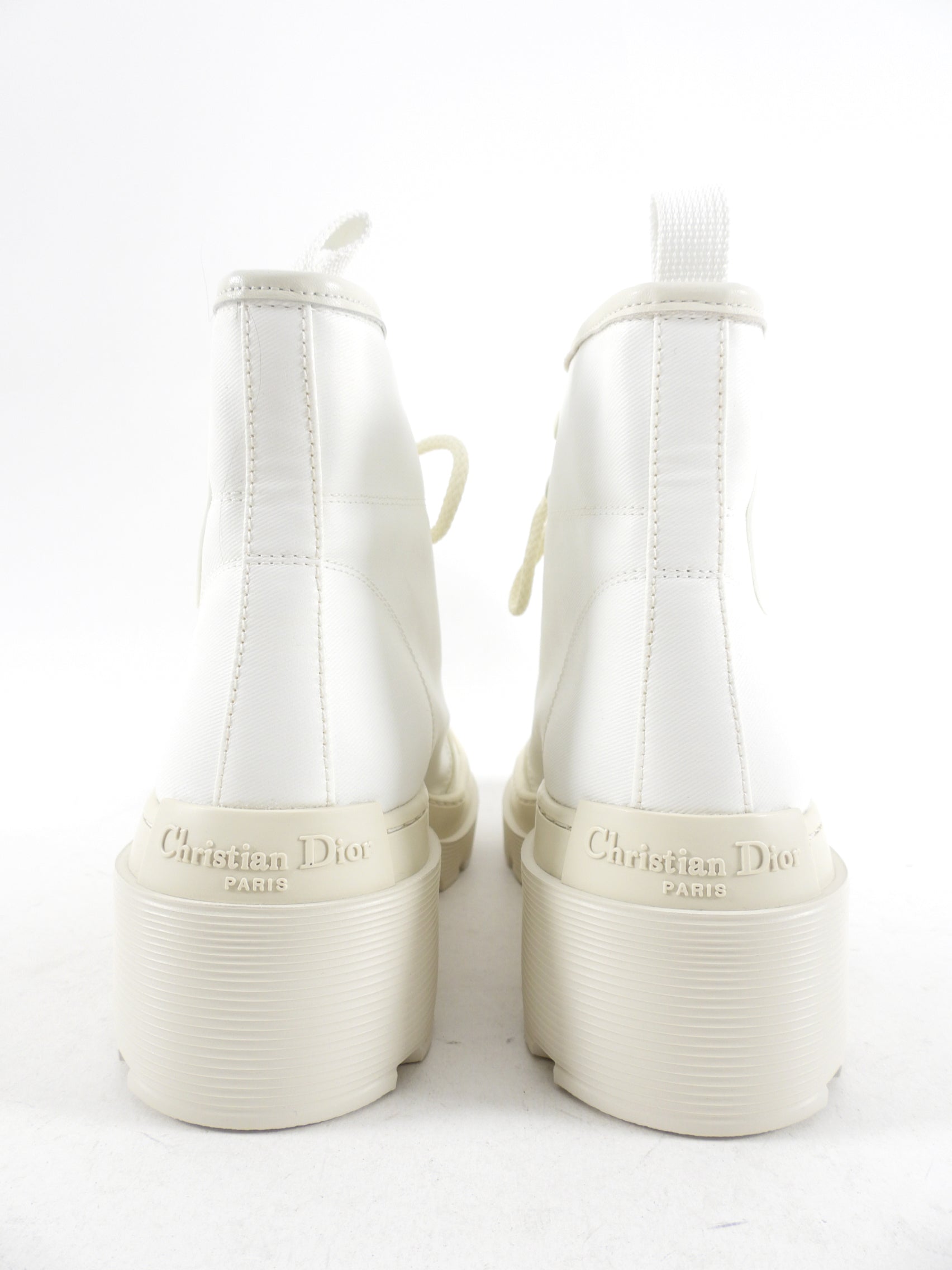 Dior Ivory Coated Canvas and Leather D Rise Ankle Boots Size 37 - Luxury Fashion Boots for Women, Perfect for Parties, Weddings & Evening Events