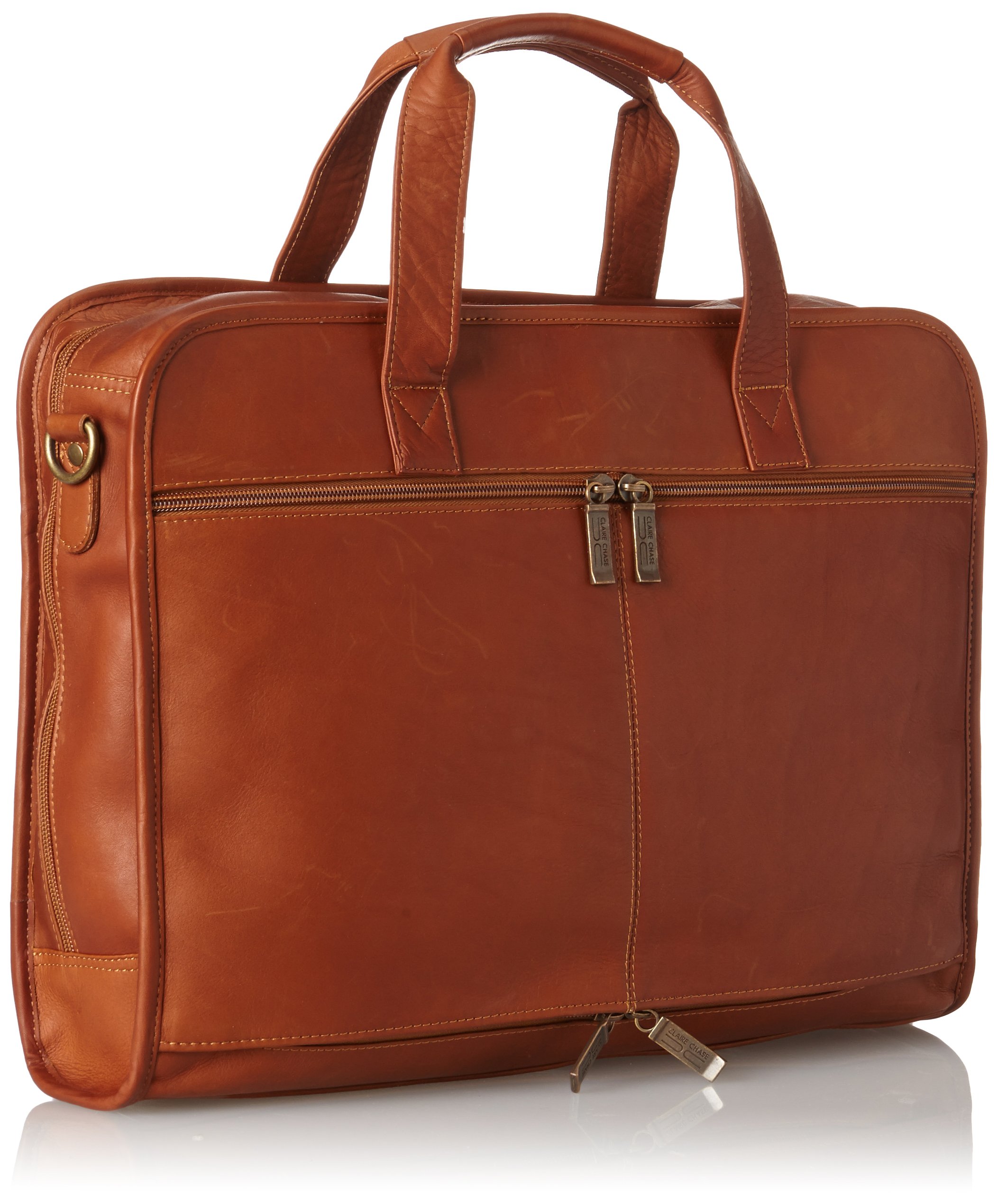 Claire Chase Professional Laptop Briefcase for Business - Durable Saddle Brown Leather Computer Bag for Men & Women - Perfect for Office, Travel & Work Commute