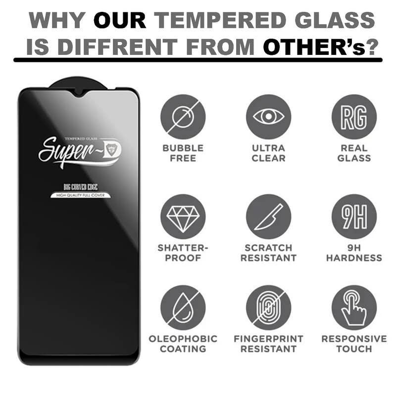 Premium HD+ Oleophobic Tempered Glass Screen Protector for Samsung Galaxy A22 5G (6.6 Inch) - Full Screen Coverage, Anti-Scratch & Anti-Fingerprint - Includes Free Installation Kit - Perfect for Daily Protection & Gaming