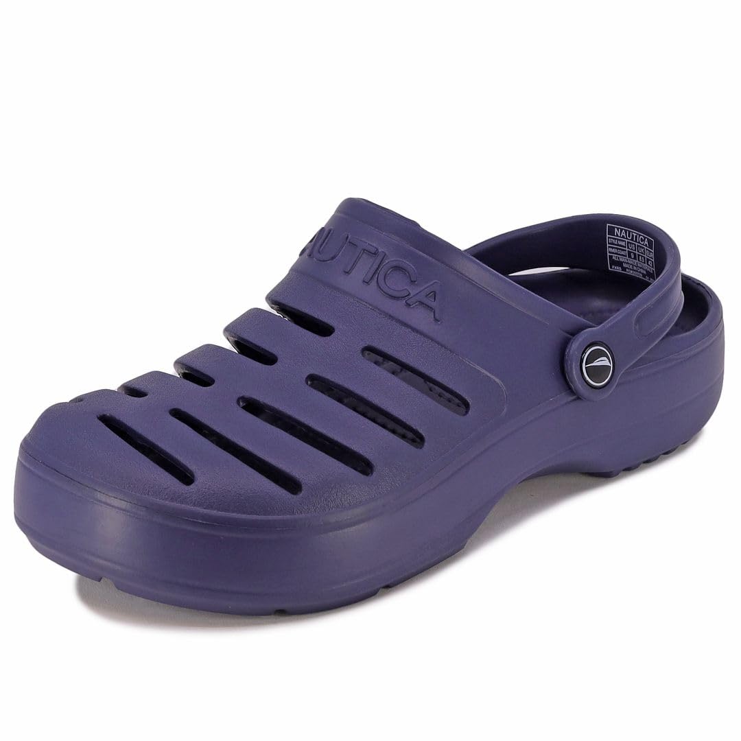 Nautica Men's Slip-On Clogs - Adjustable Back Strap Athletic Sandals for Walking, Beach & Water Sports - Comfortable Water Shoes & Fuzzy Slippers for Men - Ideal for Poolside, Boating, and Casual Wear