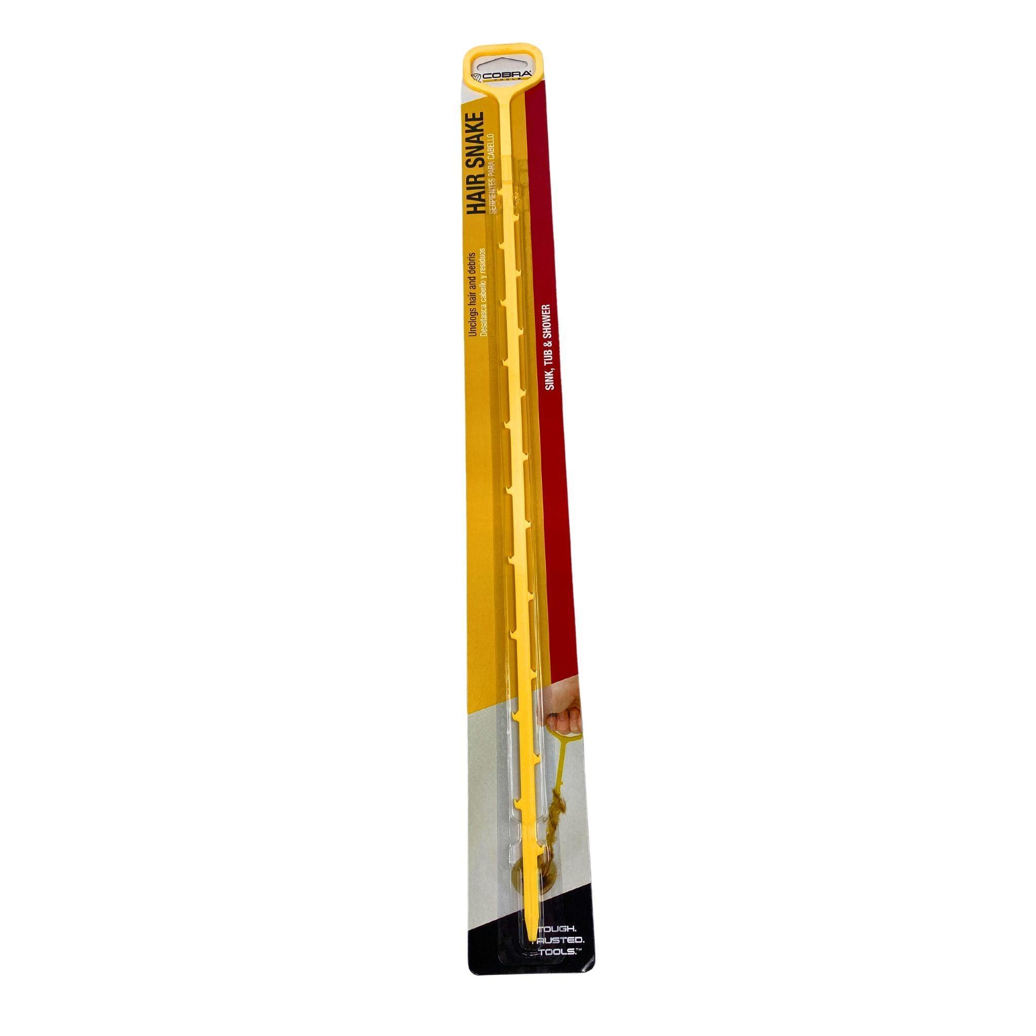 Cobra 00112BL Yellow Plastic Hair Snake Drain Cleaner - 22 Inch Flexible Drain Cleaning Tool (100 Pack) - Perfect for Clogged Sinks, Showers & Bathtub Drains