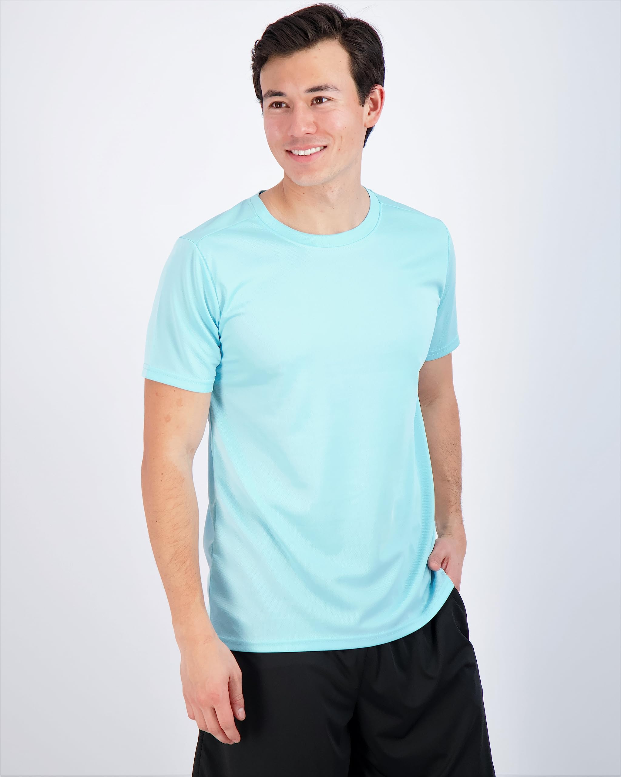 Real Essentials 5 Pack Men's Quick Dry Athletic T-Shirts - Moisture Wicking Activewear Crew Neck Tees for Gym, Running & Workouts (Big & Tall Sizes Available) - Perfect for Sports, Training & Casual Wear