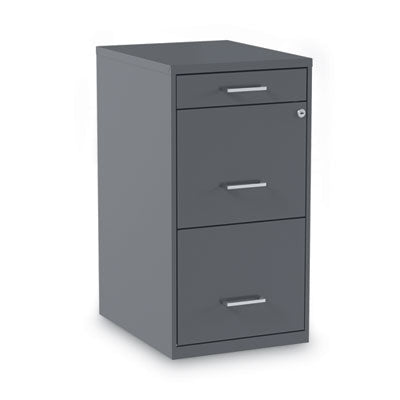 Alera Soho 3-Drawer Vertical File Cabinet - Letter Size, Charcoal Finish, 14