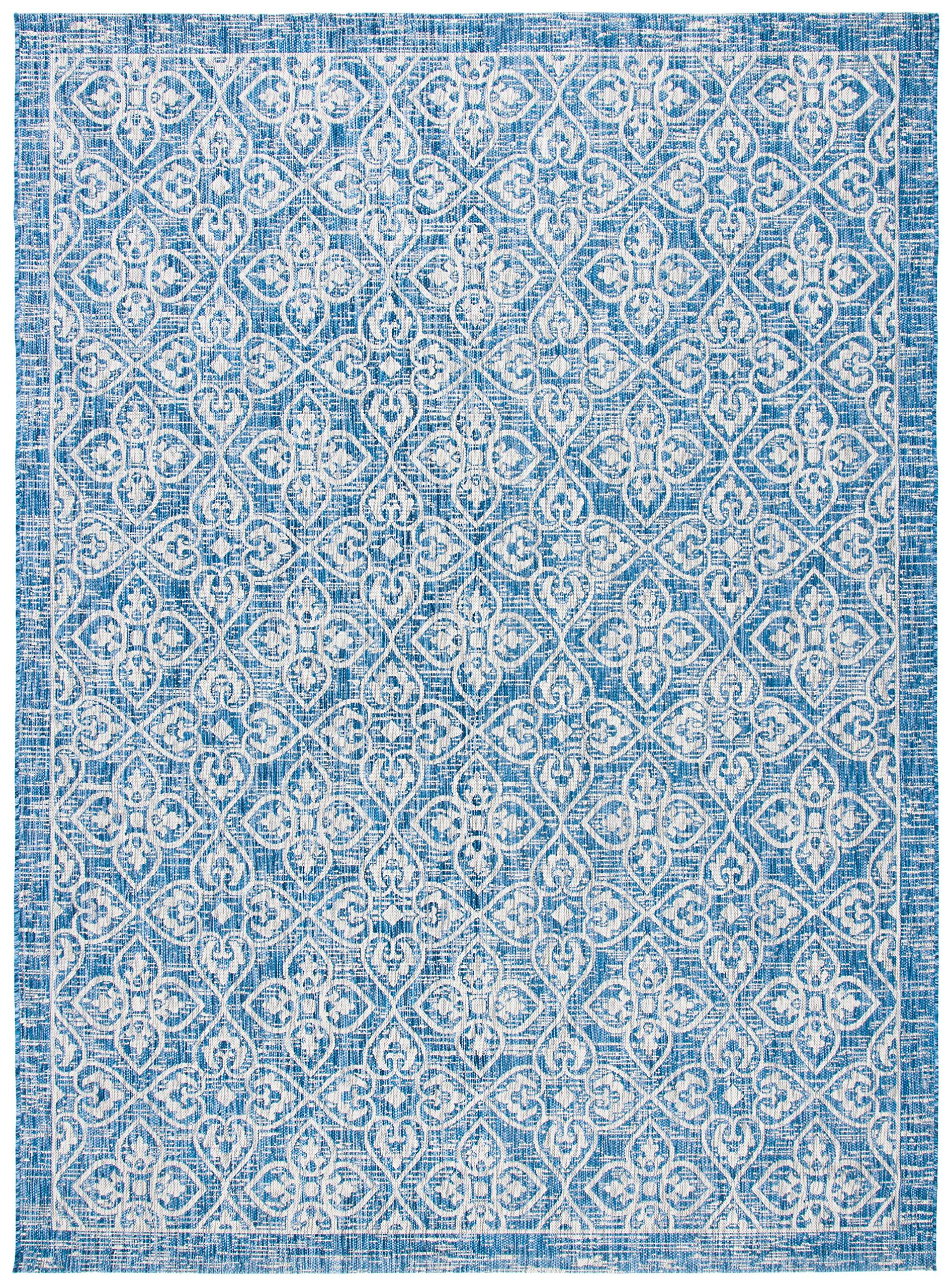 SAFAVIEH Courtyard Collection 8' x 11' Navy/Grey Indoor Outdoor Waterproof Rug - Easy to Clean, Stain Resistant for Patio, Backyard, Mudroom, Deck & Poolside (CY8066)