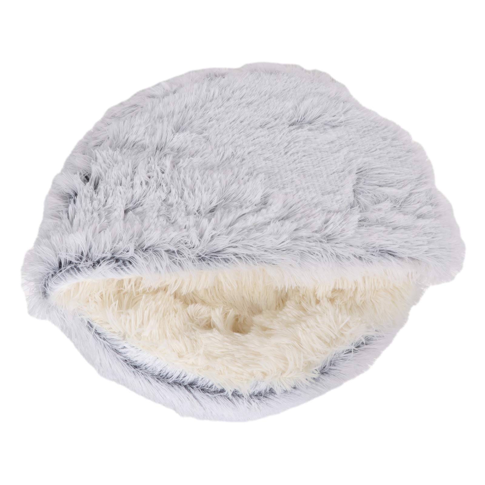 POPETPOP Semi-Enclosed Soft Plush Pet Bed - Warm & Cozy Puppy Nest for Dogs & Cats - Perfect for Winter Sleeping & Indoor Lounging