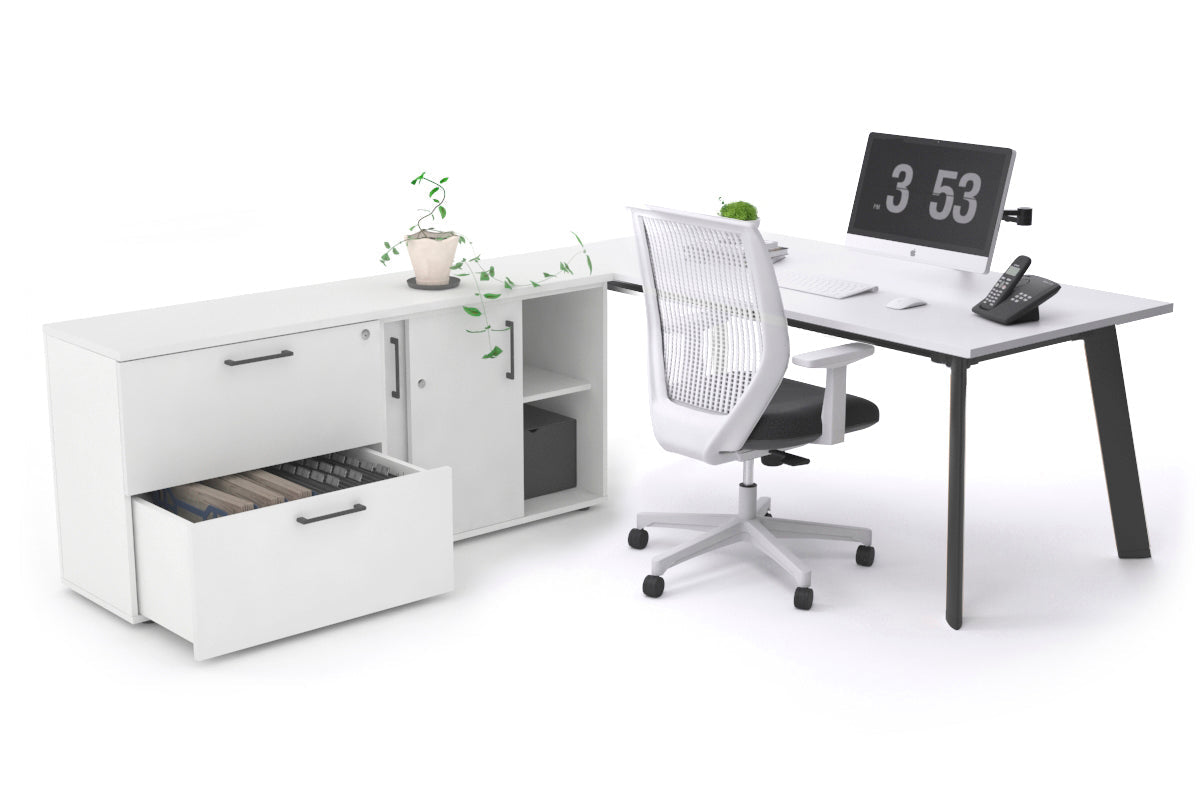 Switch Executive Setting With Uniform Spine Black Frame [1600L x 700W] - Premium Office Desk for Modern Workspace & Home Office