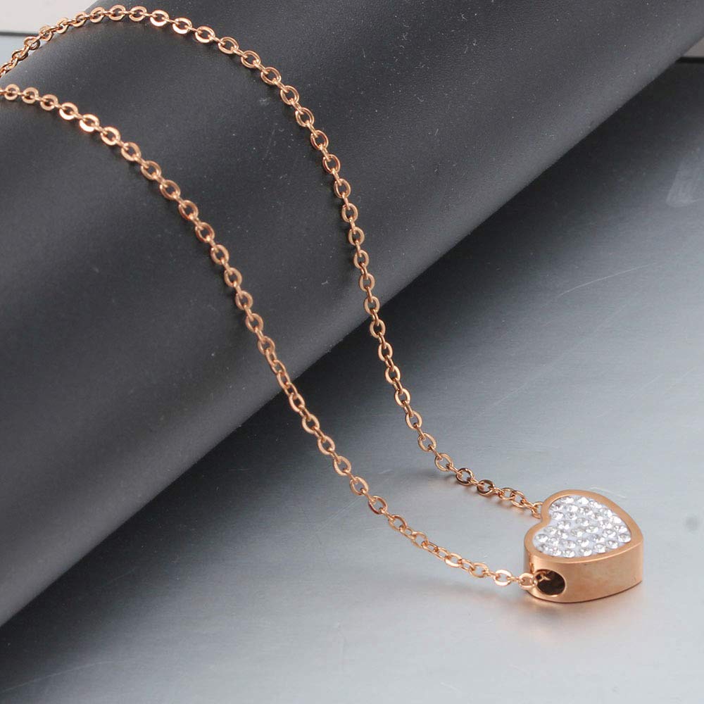 Jude Jewelers Stainless Steel Small Heart Charm Collar Necklace for Women - Dainty Layering Necklace, Valentine's Day Gift, Everyday Jewelry