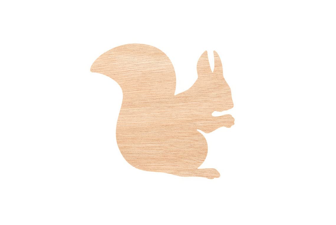 Unfinished Wooden Squirrel Cutouts for Crafts - 1/4 Inch Thick DIY Wood Animal Shapes - Various Sizes (1 Piece) - Perfect for Wood Burning, Painting, Scrapbooking & Home Decor Projects