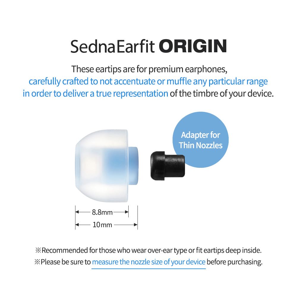 AZLA SednaEarfit Origin (ML) - Premium Noise Isolating Earbud Tips for Wired & Wireless Headphones - Compatible with AirPods Pro, Bose, Sony & More - Perfect for Travel, Workouts & Noise Cancellation
