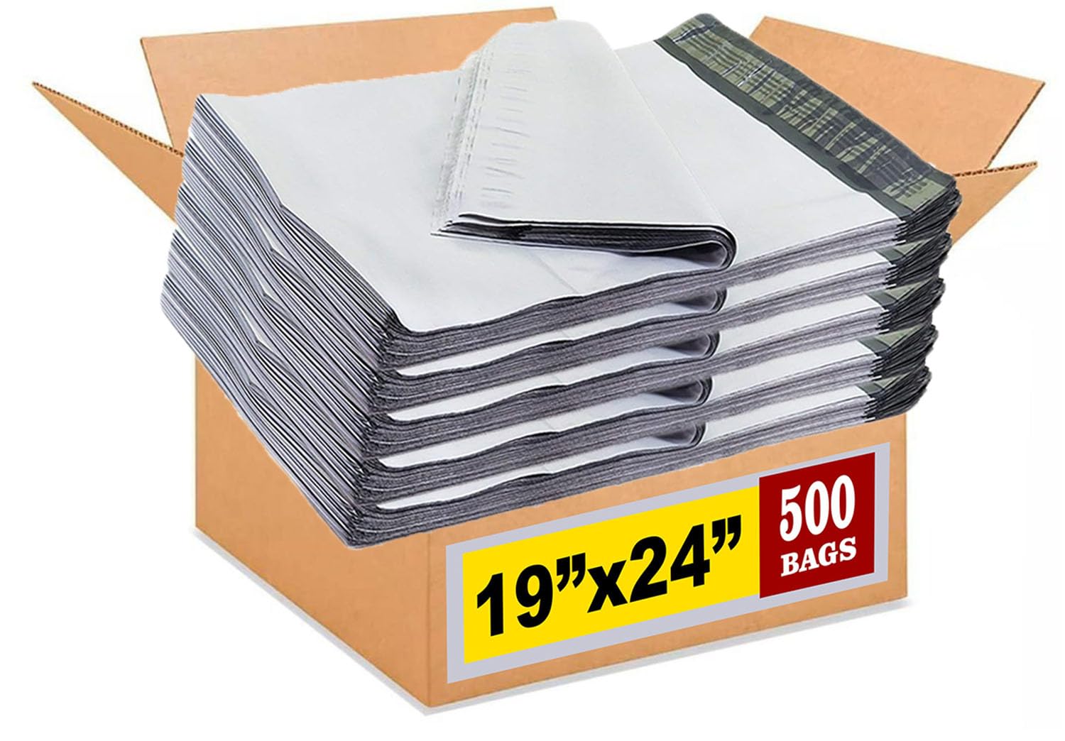 500-Pack 19x24 Inch White Poly Mailers - Self Seal Waterproof Shipping Envelopes | Large Size #7 Mailing Bags for Ecommerce, Amazon FBA & Business Shipping (Tear Proof, 500 Count) - Perfect for Online Stores, Subscription Boxes & Product Packaging