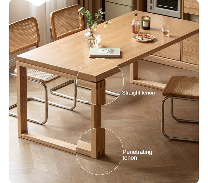 Solid Wood Dining Table - Beech & Oak Large Farmhouse Table for 8 - Perfect for Family Gatherings & Dinner Parties