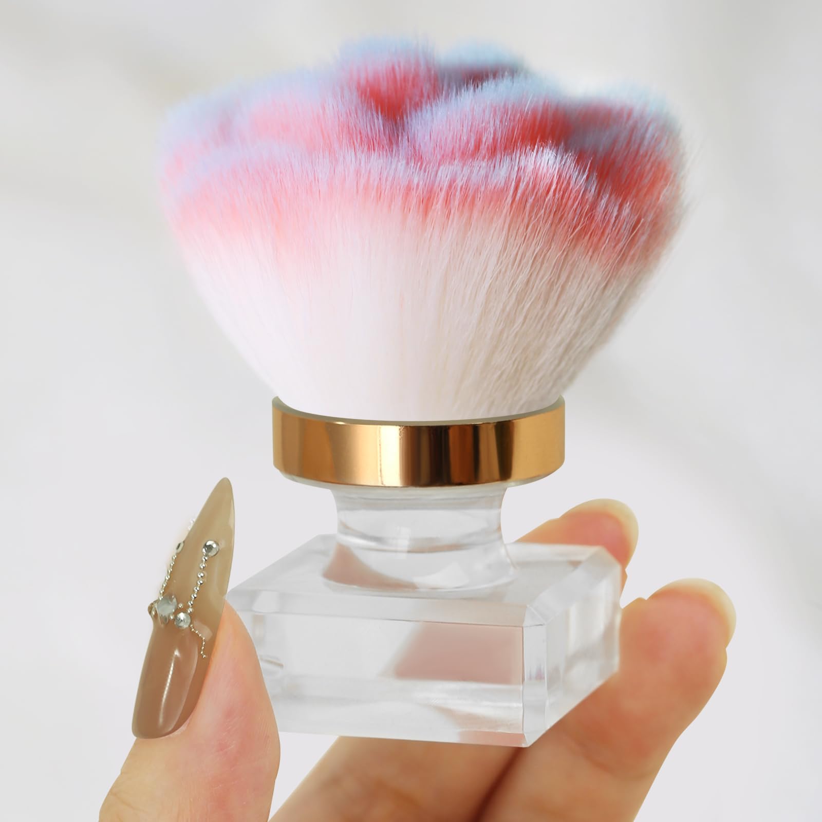 Pink Nail Dust Brush - Rose Powder Remover for Nail Art & Makeup - Salon & Home Use