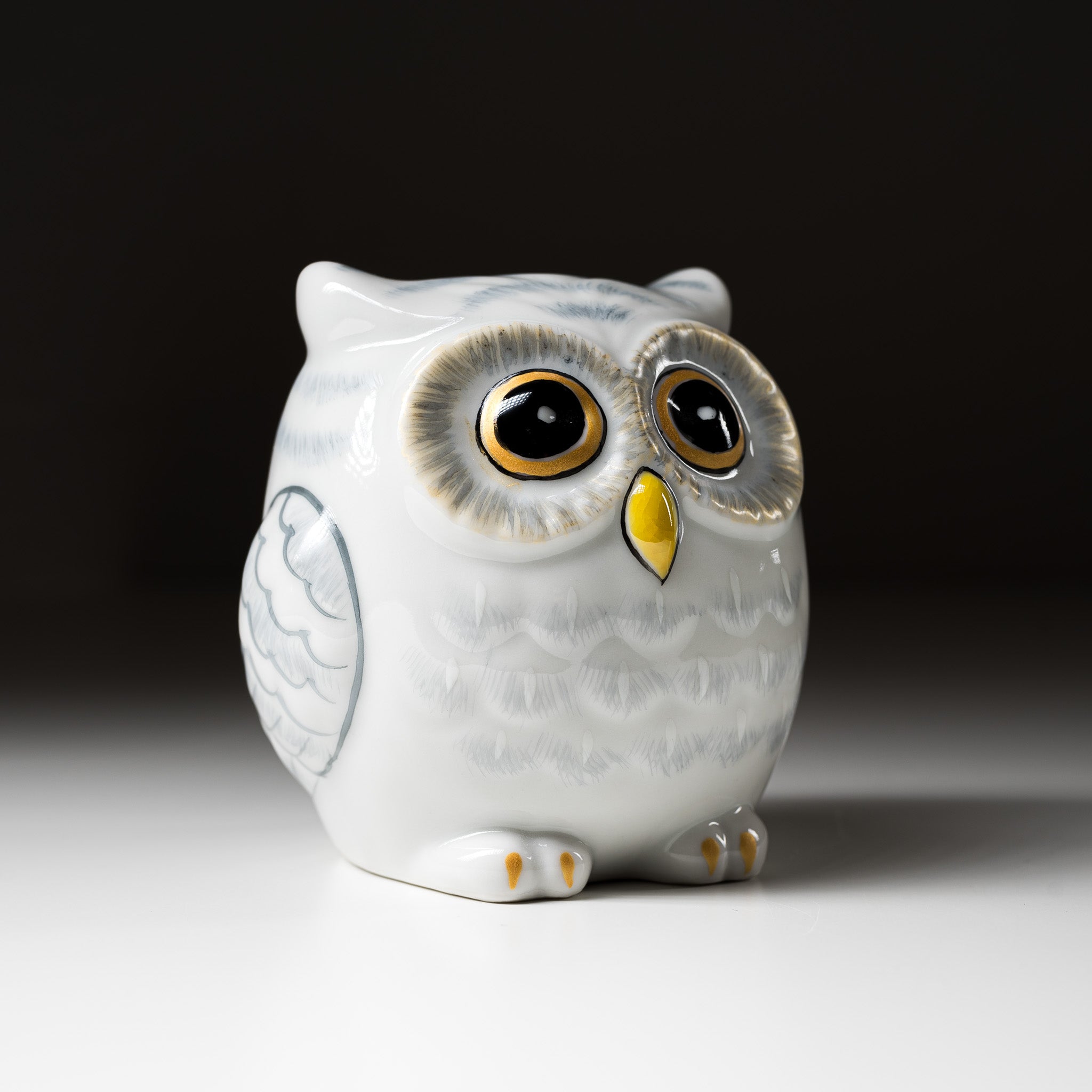 Kutani Ware Animal Ornament - White Owl Figurine | Japanese Ceramic Collectible | Home Decor, Office Display & Gift Idea