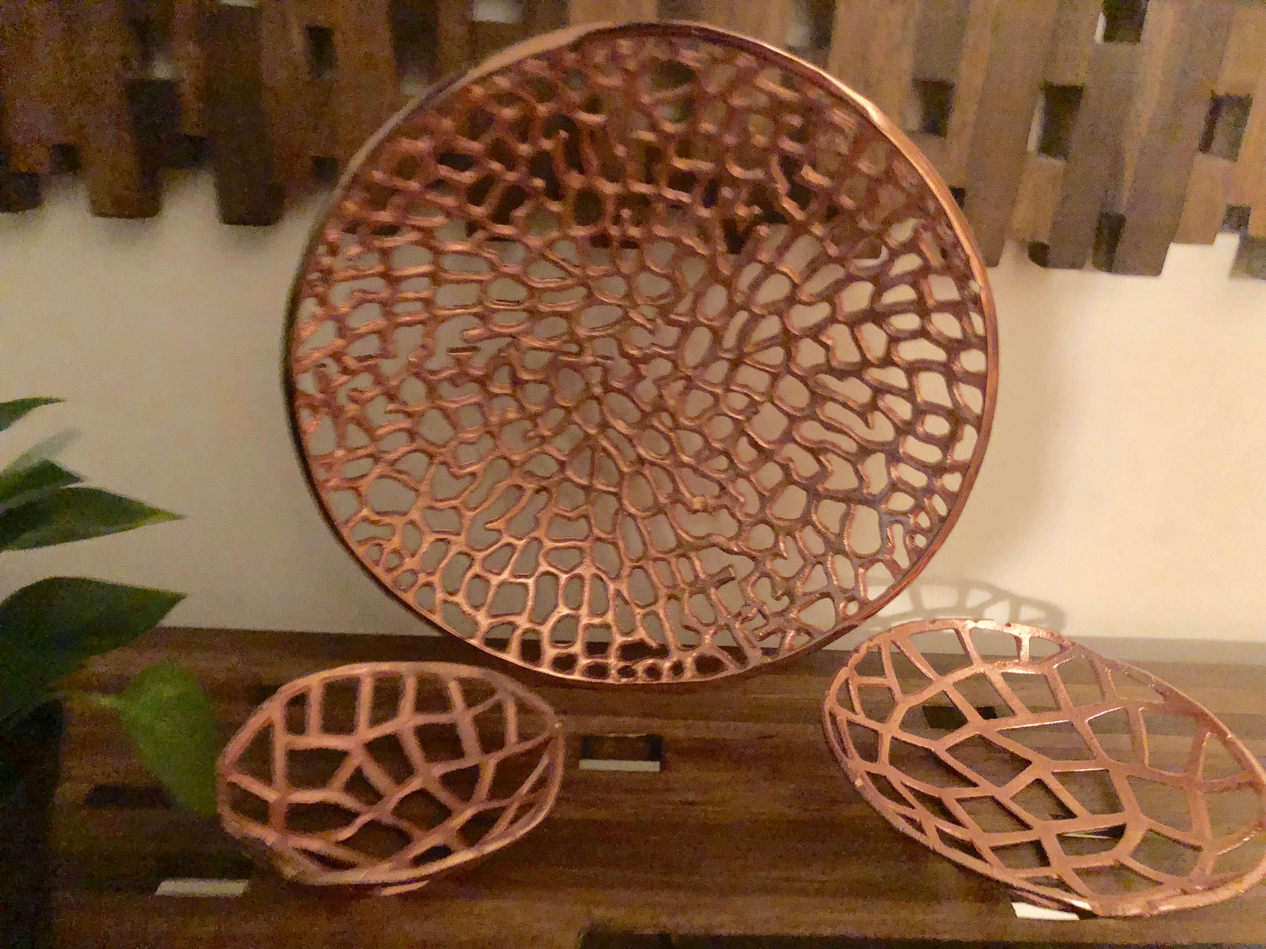 Finn Copper Decorative Baskets Set of 3 - Handwoven Boho Home Decor for Living Room, Bedroom & Office Storage | Rustic Farmhouse Style Organizer for Blankets, Toys & Magazines