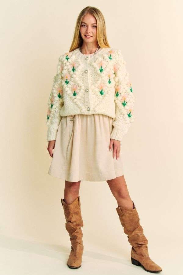Floral Print Button Down Cardigan for Women - Lightweight Knit Open Front Sweater for Spring & Fall Layering