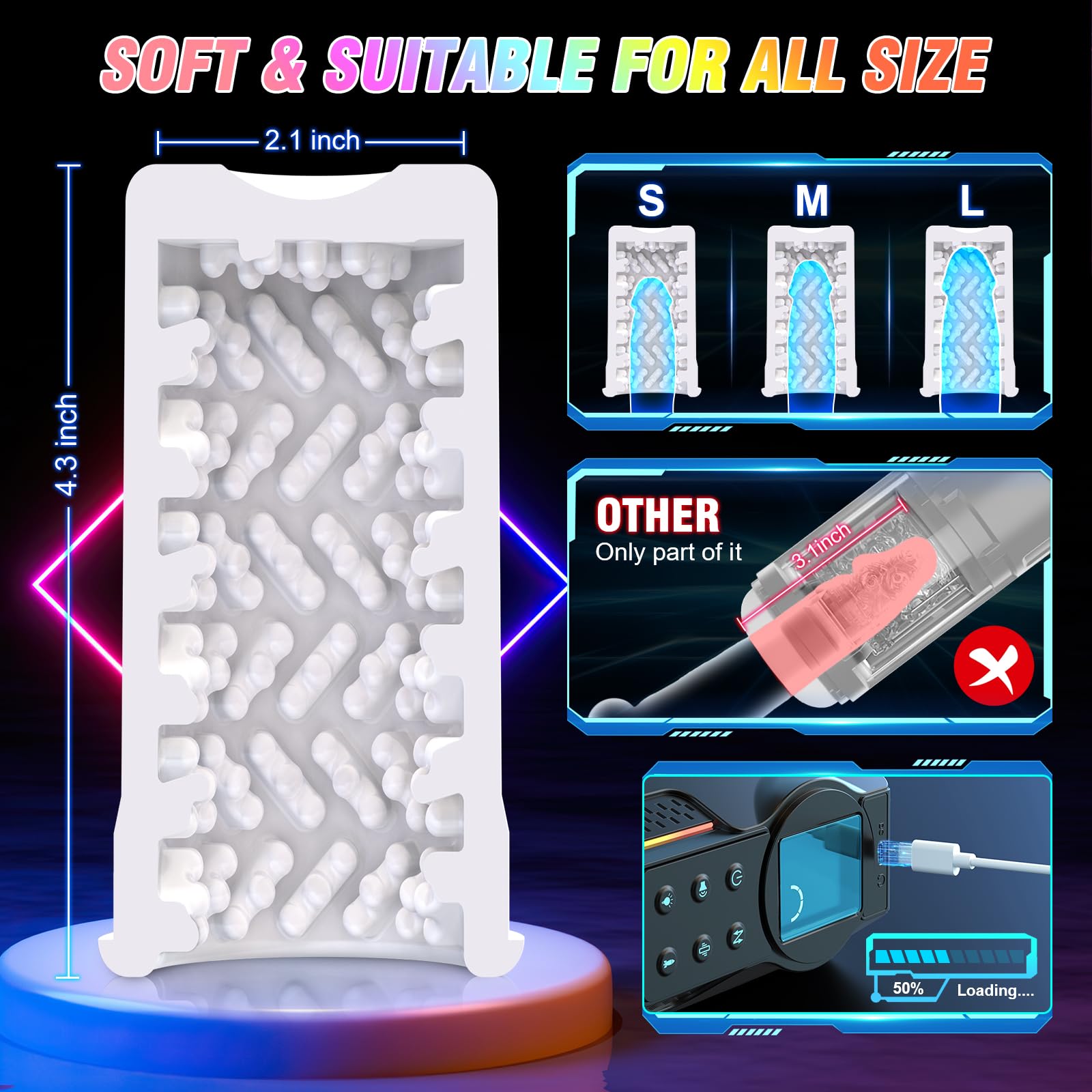 Electric Automatic Male Masturbator - 10 Thrusting & 10 Vibrating Modes Sex Toy for Men with LCD Display, Rechargeable Adult Toy, Realistic Pocket Pussy Stimulator (Black) - Perfect for Solo Play, Discreet Use at Home or Travel