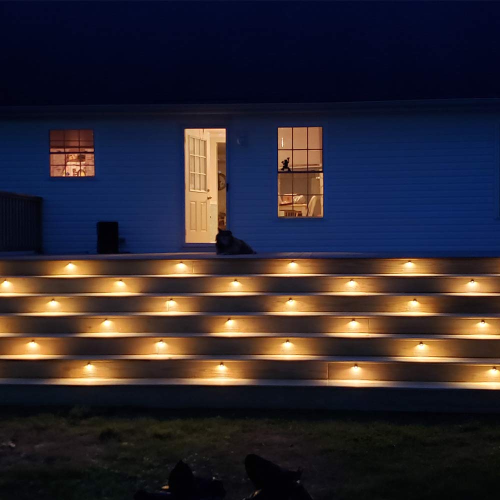 FVTLED 6-Pack Warm White LED Deck Lights Kit - Φ1.38 Inch Outdoor Garden & Yard Lighting, Recessed Pathway Step Lights for Patio, Stairs, Walkway (Black)