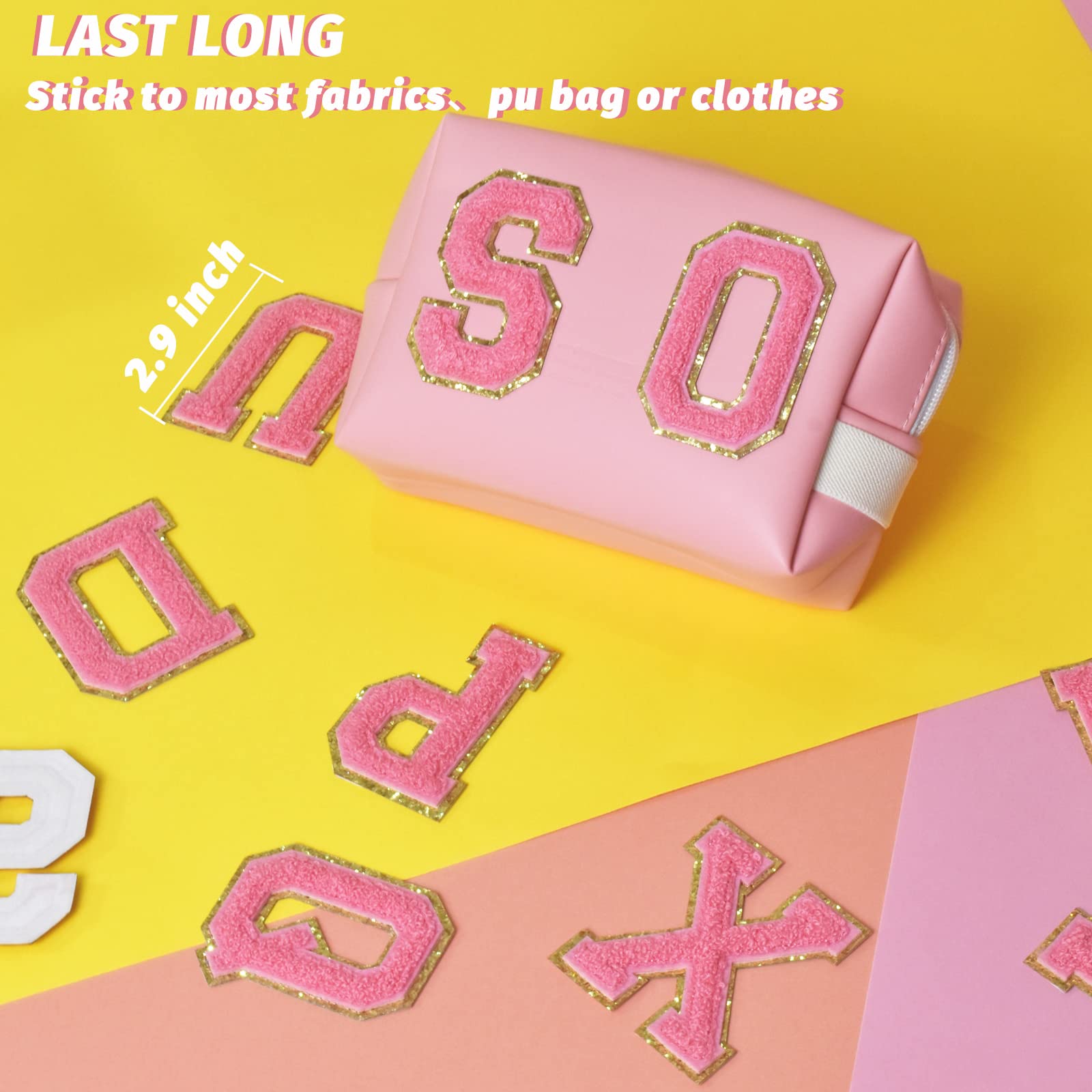 Self-Adhesive Iron-On Letter Patches - 1PC Preppy Varsity Style Stick-On Letters (Size L, Hot Pink) - Perfect for DIY Jackets, Backpacks, Jeans & School Spirit Crafts