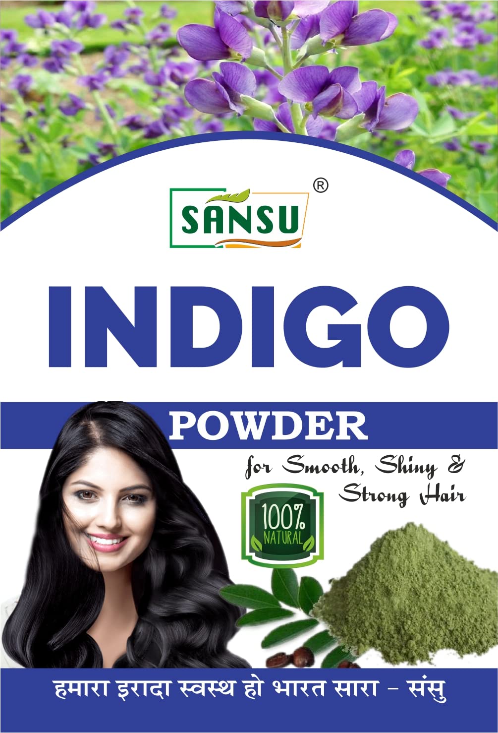 Organic SANSU Indigo Powder for Natural Black Hair Dye - 100g x 2 Pack | Chemical-Free Henna Alternative for Gray Coverage & Hair Coloring | Perfect for DIY Hair Treatment at Home