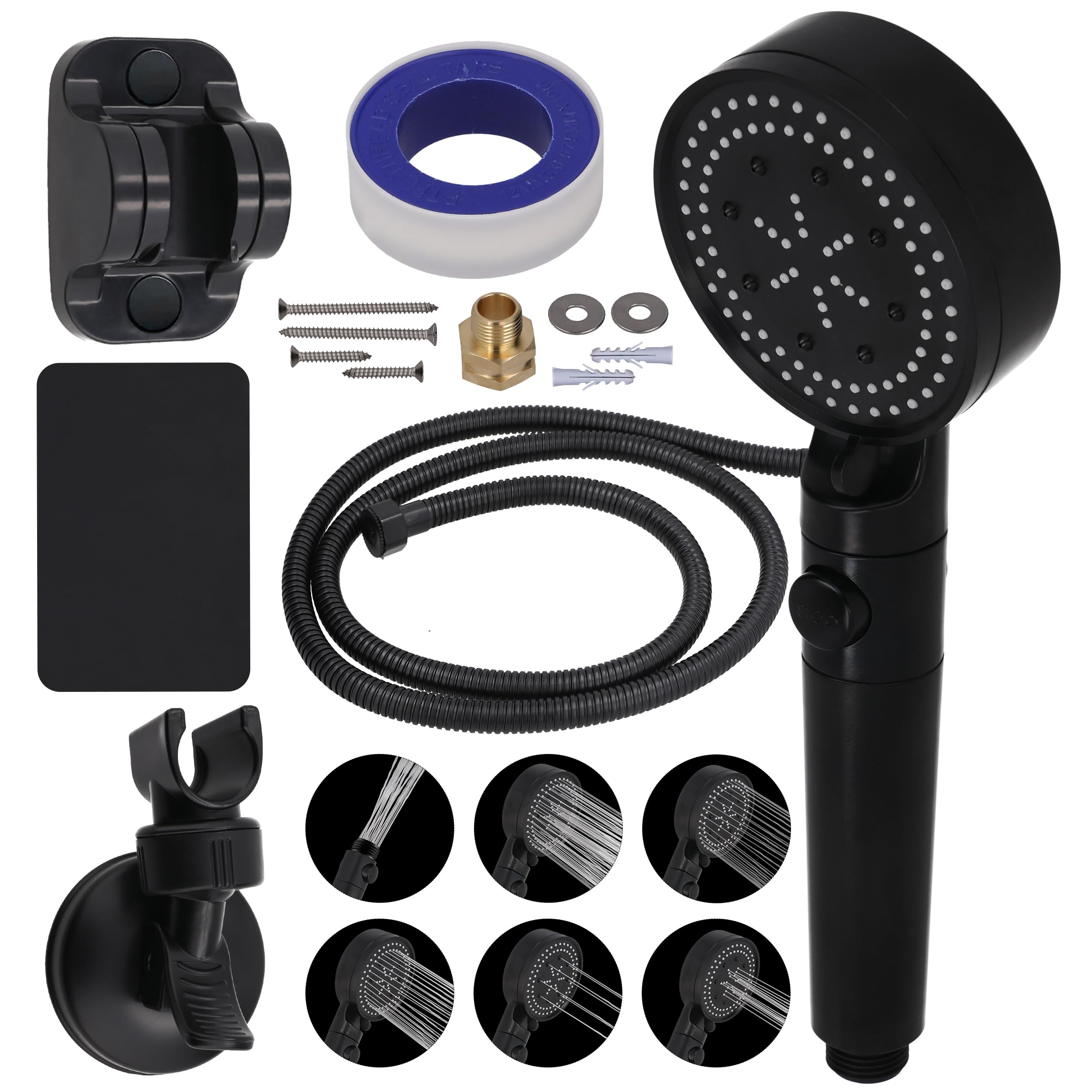 Versatile RV Shower Head with Hose - 6 Spray Modes & On/Off Button - Easy Install Camper Shower Kit for Indoor/Outdoor Use - Perfect for RV, Camping, Boating & Off-Grid Living