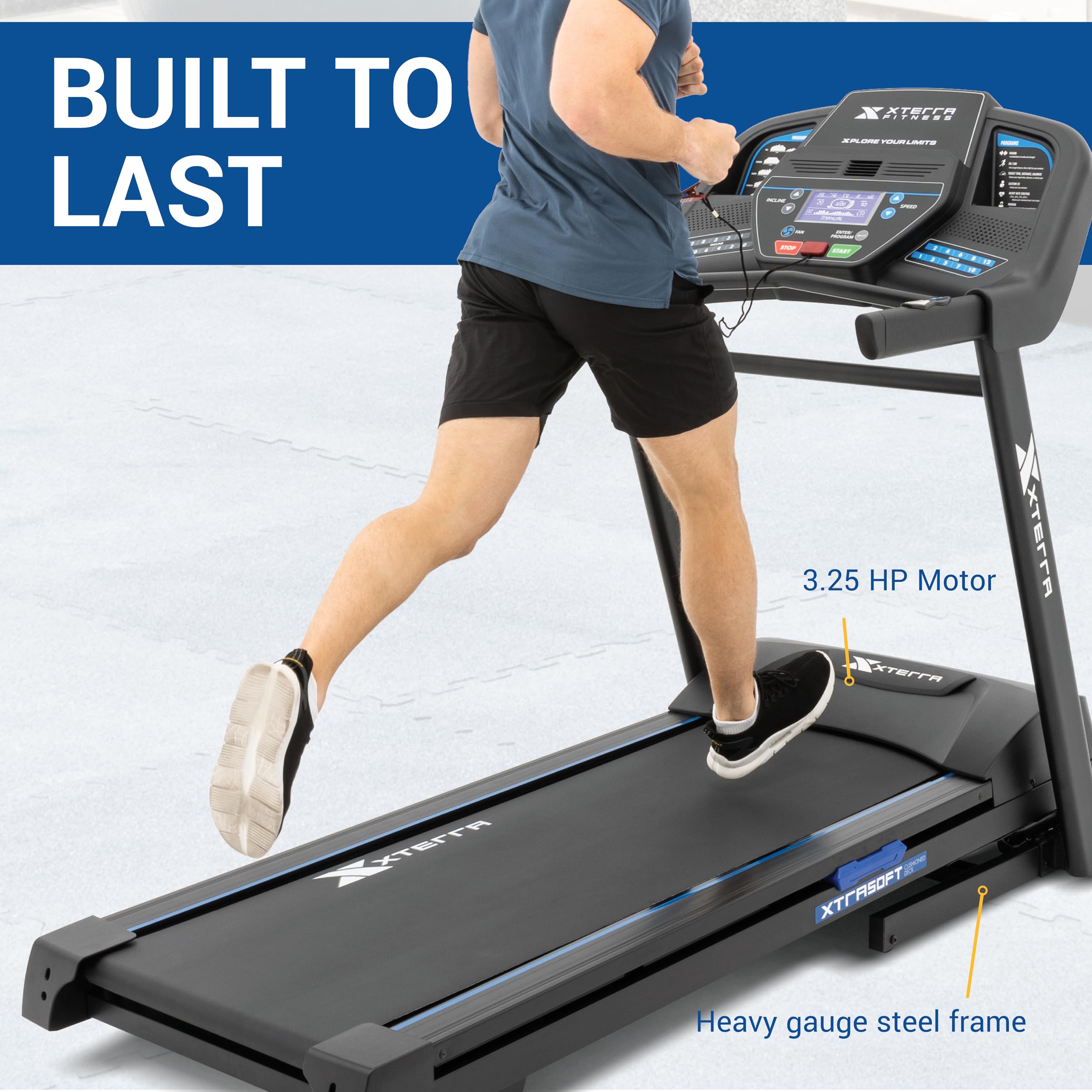 XTERRA Fitness Sport Series Premium Folding Smart Treadmill with Handlebar Speed & Incline Controls - Large XTRASoft Cushioned Running Deck - FTMS Bluetooth & XTERRA+ App Compatible - Perfect for Home Gym, Cardio Workouts & Indoor Running Training