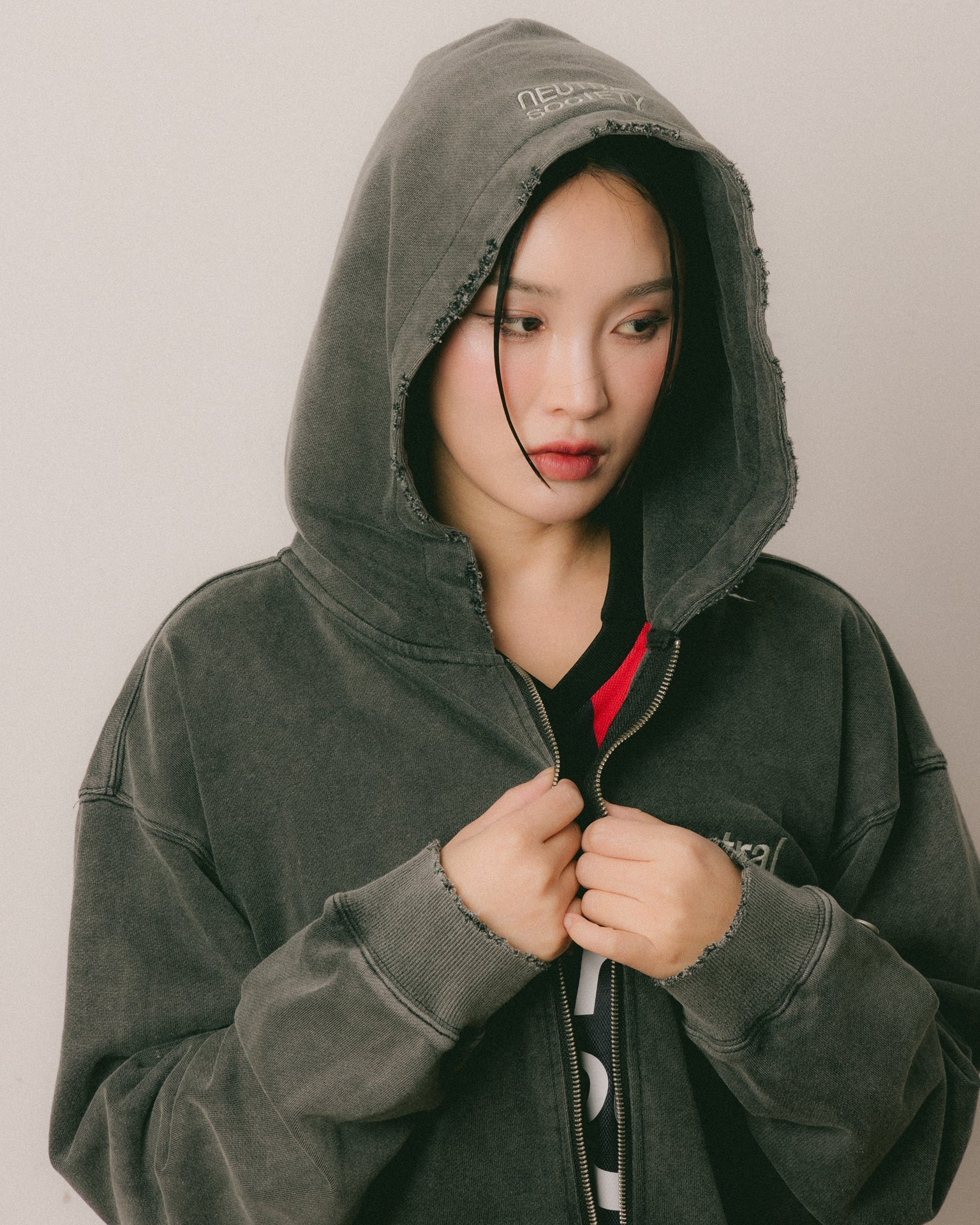 Neutral Society Oversized Zip Up Hoodie - Washed Blue Snow Wash | Cozy Winter Wear for Men & Women | Perfect for Casual Outfits, Streetwear & Cold Weather