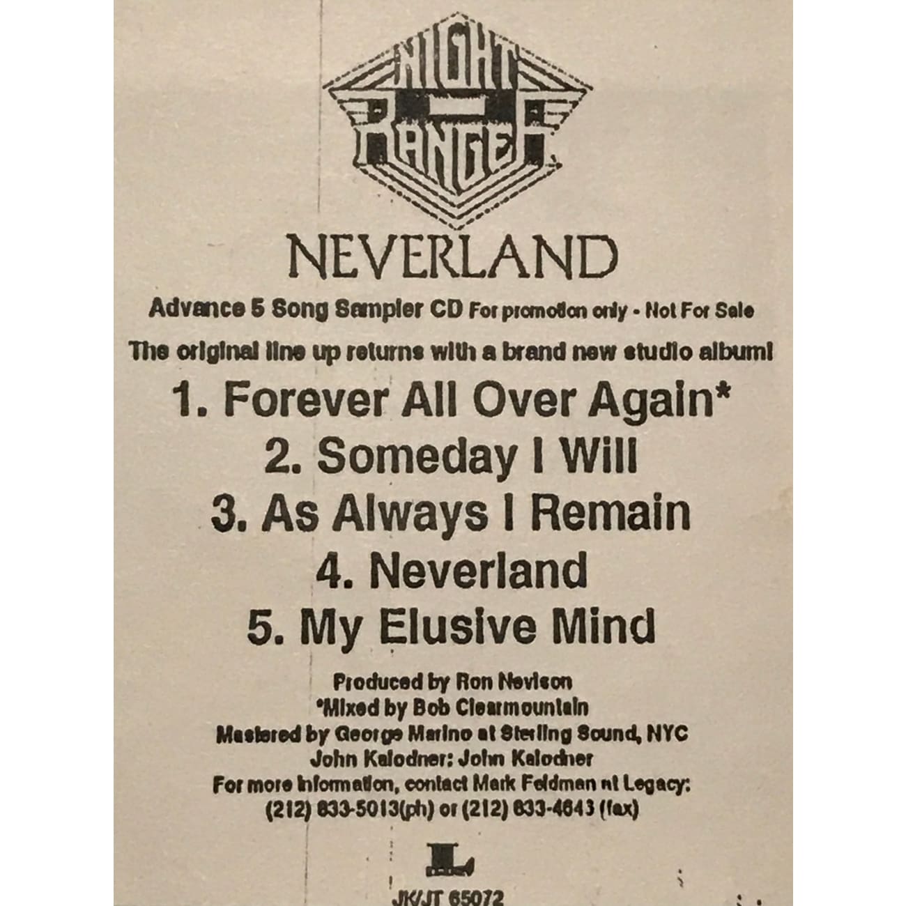 Night Ranger Original Signed CD Cover - Authentic Autograph Collectible for Music Fans & Memorabilia Enthusiasts - Perfect for Display, Gifts & Rock Music Collections