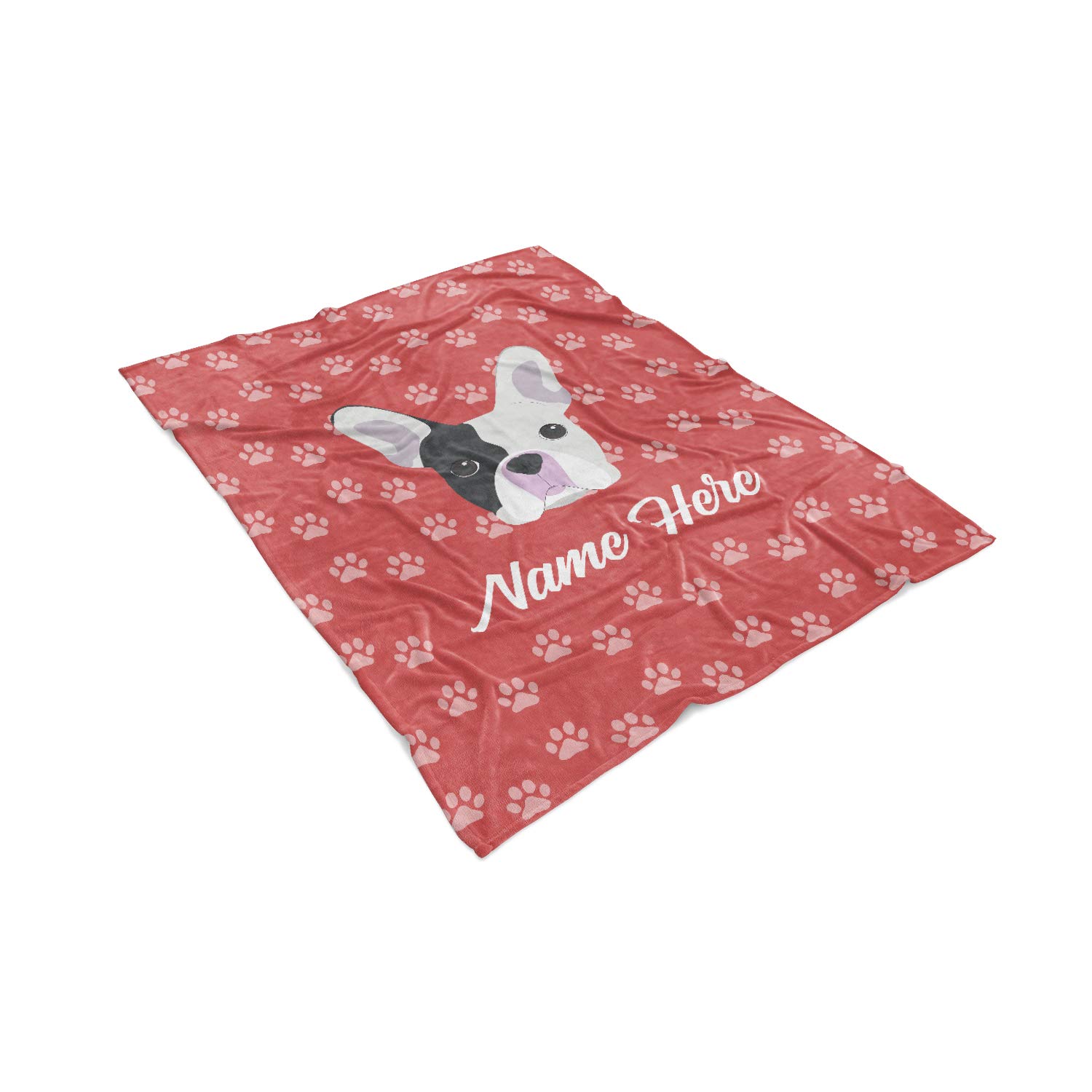 Personalized Custom Pet Frenchie Fleece & Sherpa Throw Blanket - Soft Cozy Blankets for Men, Women, Kids & Babies | Perfect Gift for Dog Lovers, Moms & Dads | Ideal for Bedtime, Couch & Travel Use